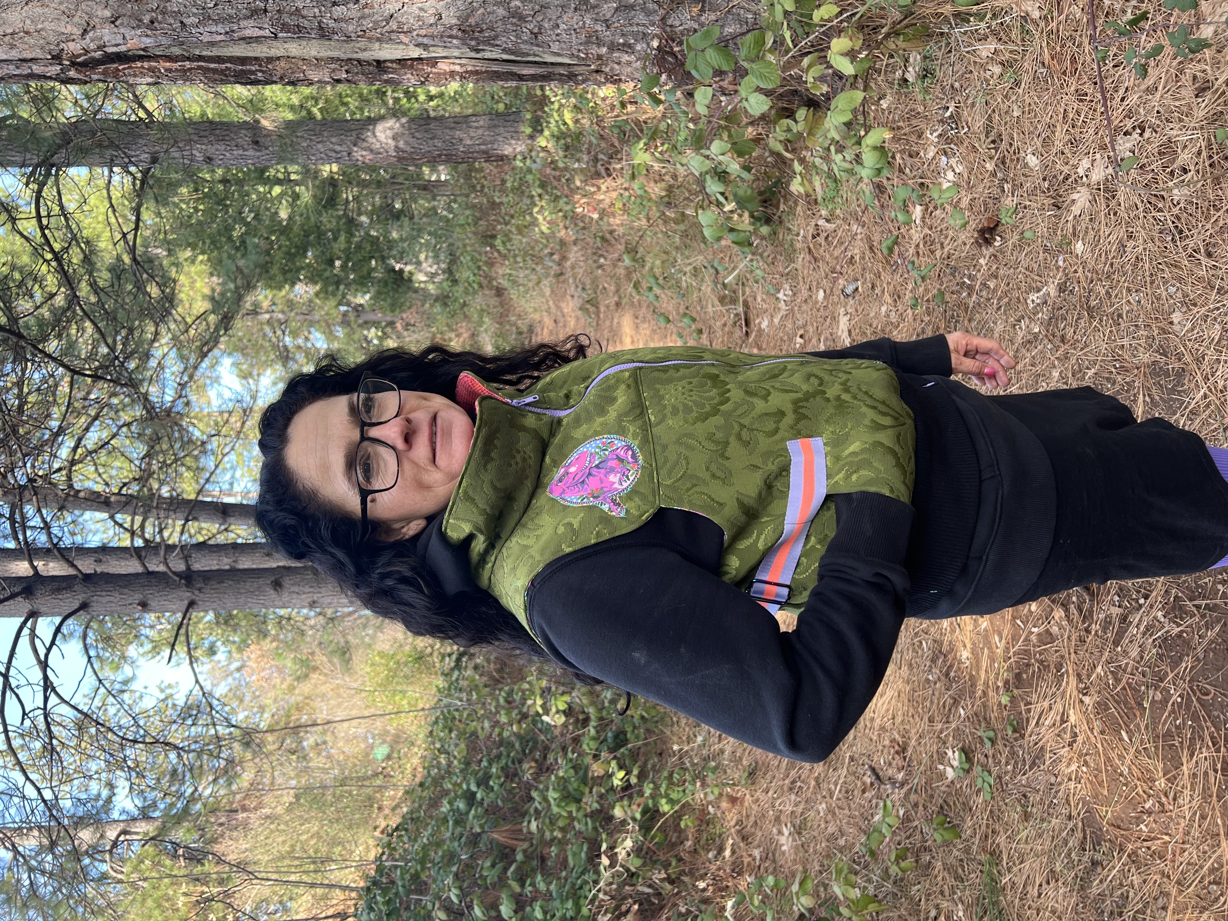 momo Dino insulated vest with Dinosaur quilted applique' detail on back and chest