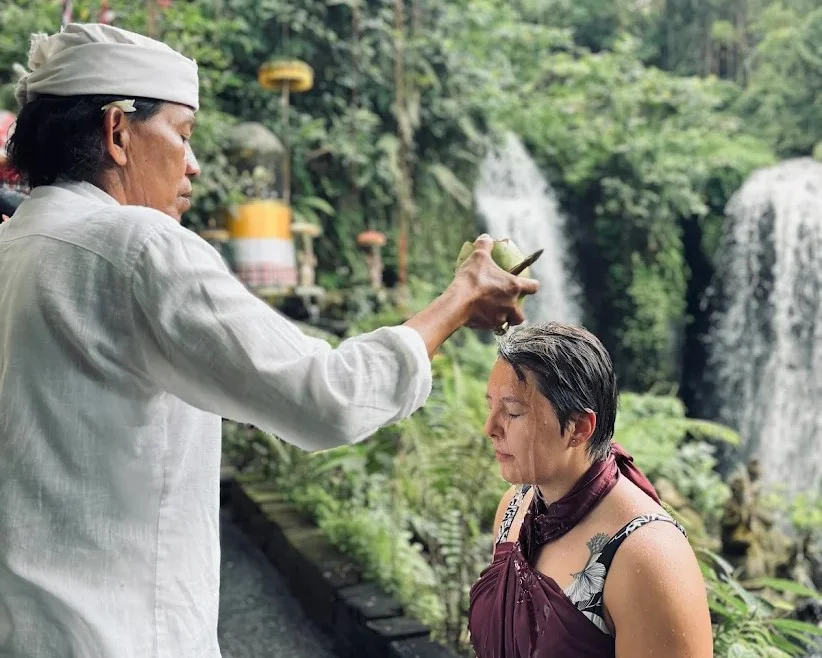 Melukat Ceremony at Beji Griya Waterfall