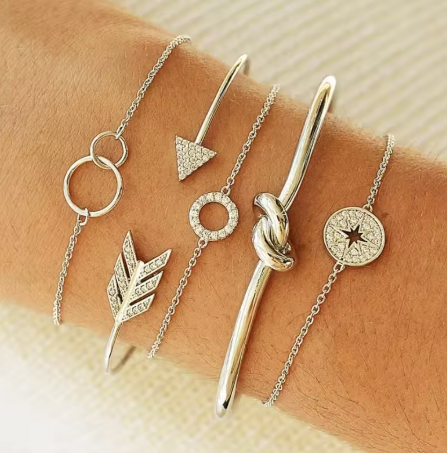 Stylish Silver Bracelets Set