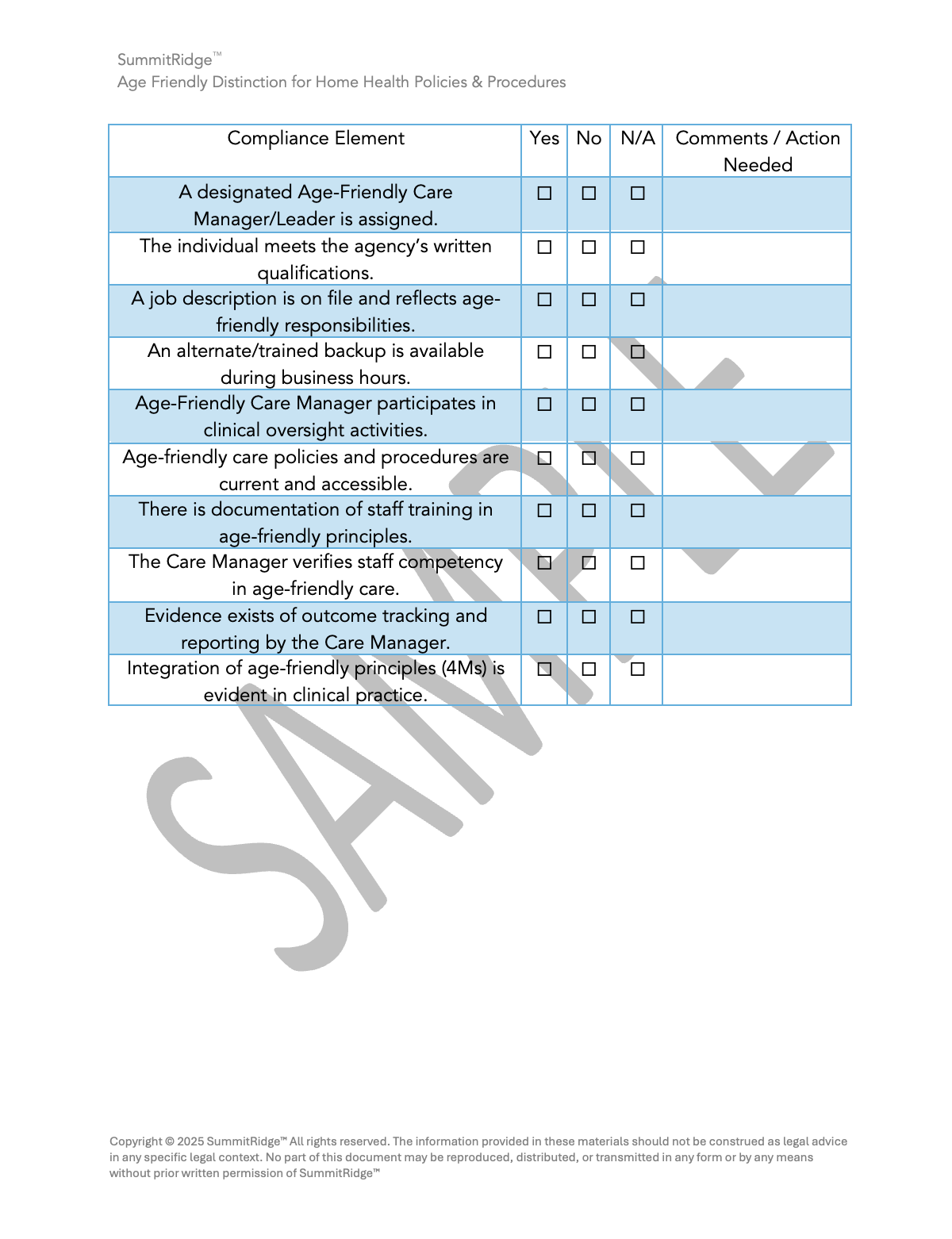 Age Friendly Distinction for Home Health Policies & Procedures