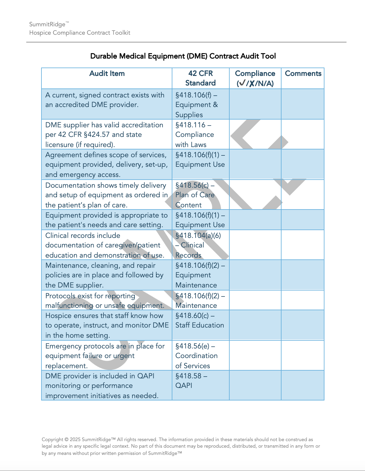 Hospice Compliance Contract Toolkit