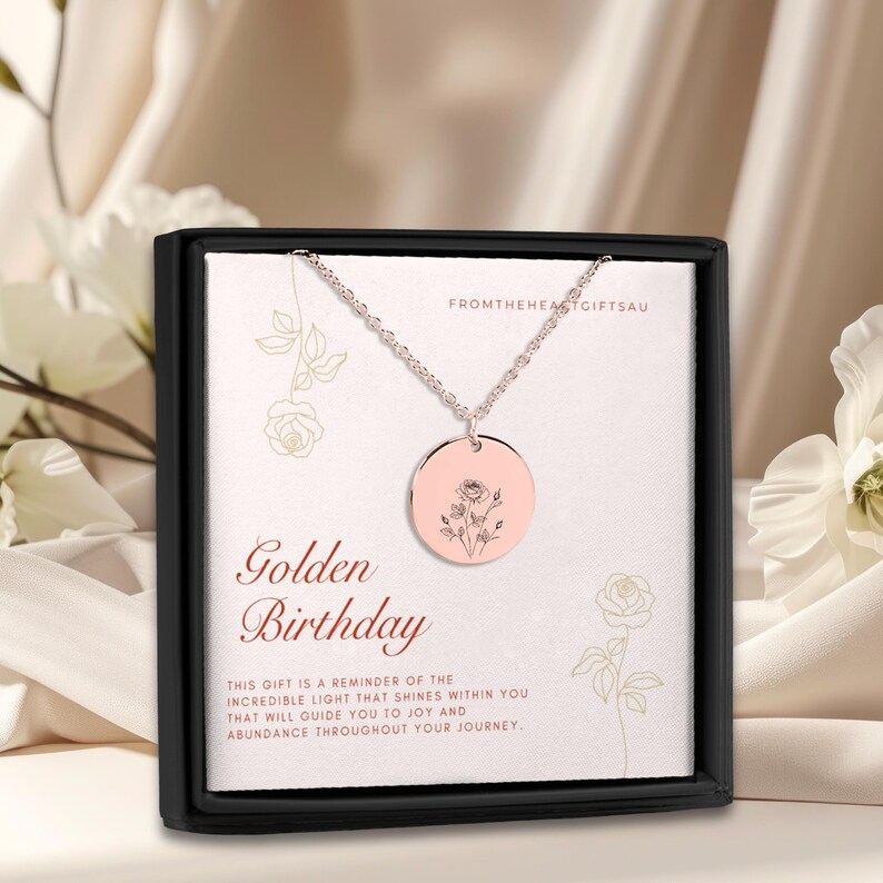 Golden Birthday Necklace with Card