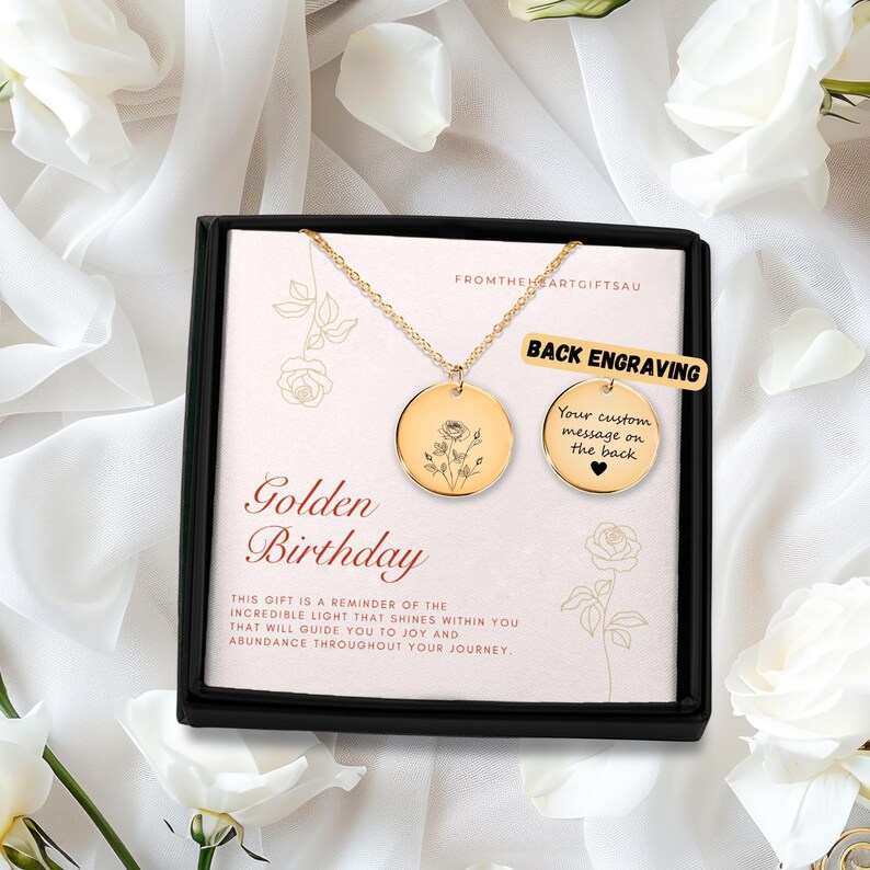 Golden Birthday Necklace with Card