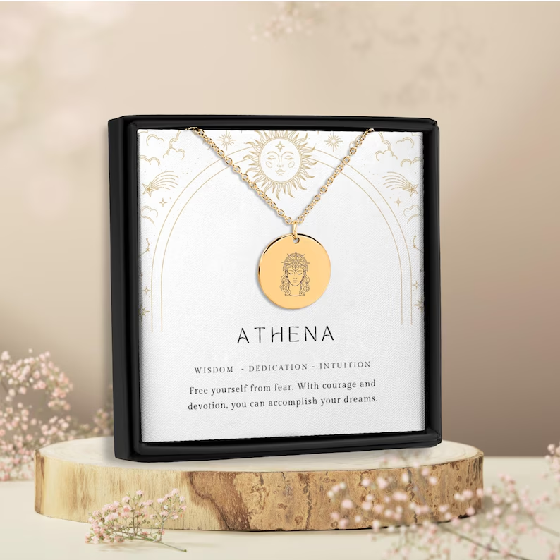 Greek God Pendant, AthenaGreek God Necklace, Mythological Pendant, Greek God Statue, Mythology Jewelry, Mystical Necklace, Git for Friend
