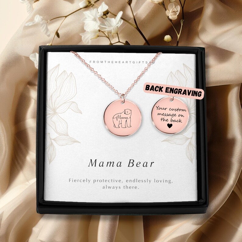 Mama Bear Necklace, Mama Bear, Mama Necklace, Mommy Necklace, New Mom Necklace, Engraved Necklace for Mom, Mothers Day Necklace, Mothers Day