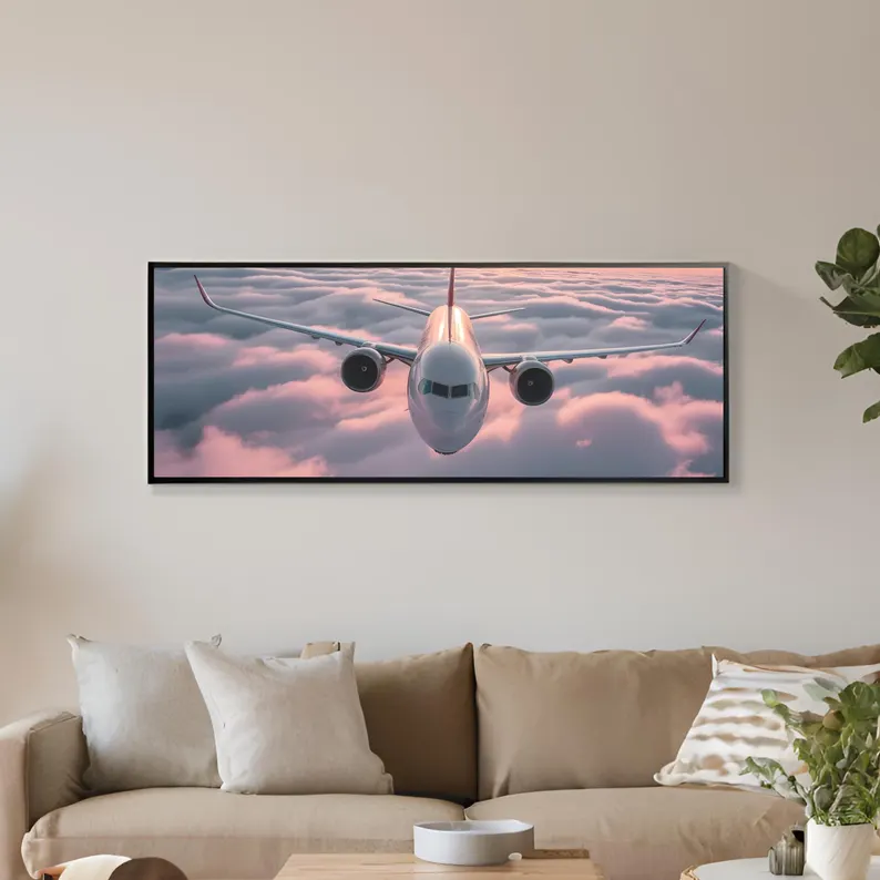 Airplane Skyline Cloudscape Art