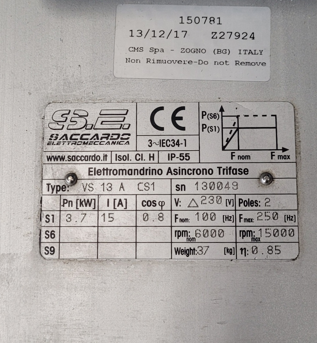 03802 CMS-SACCARDO electro spindle for CNC