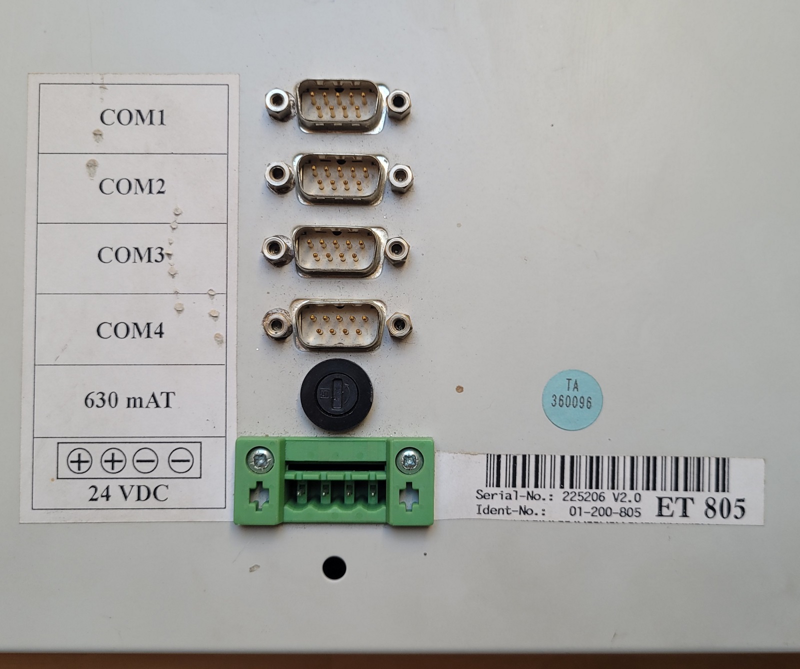 700012 LISEC ET805 control panel, operator Interface