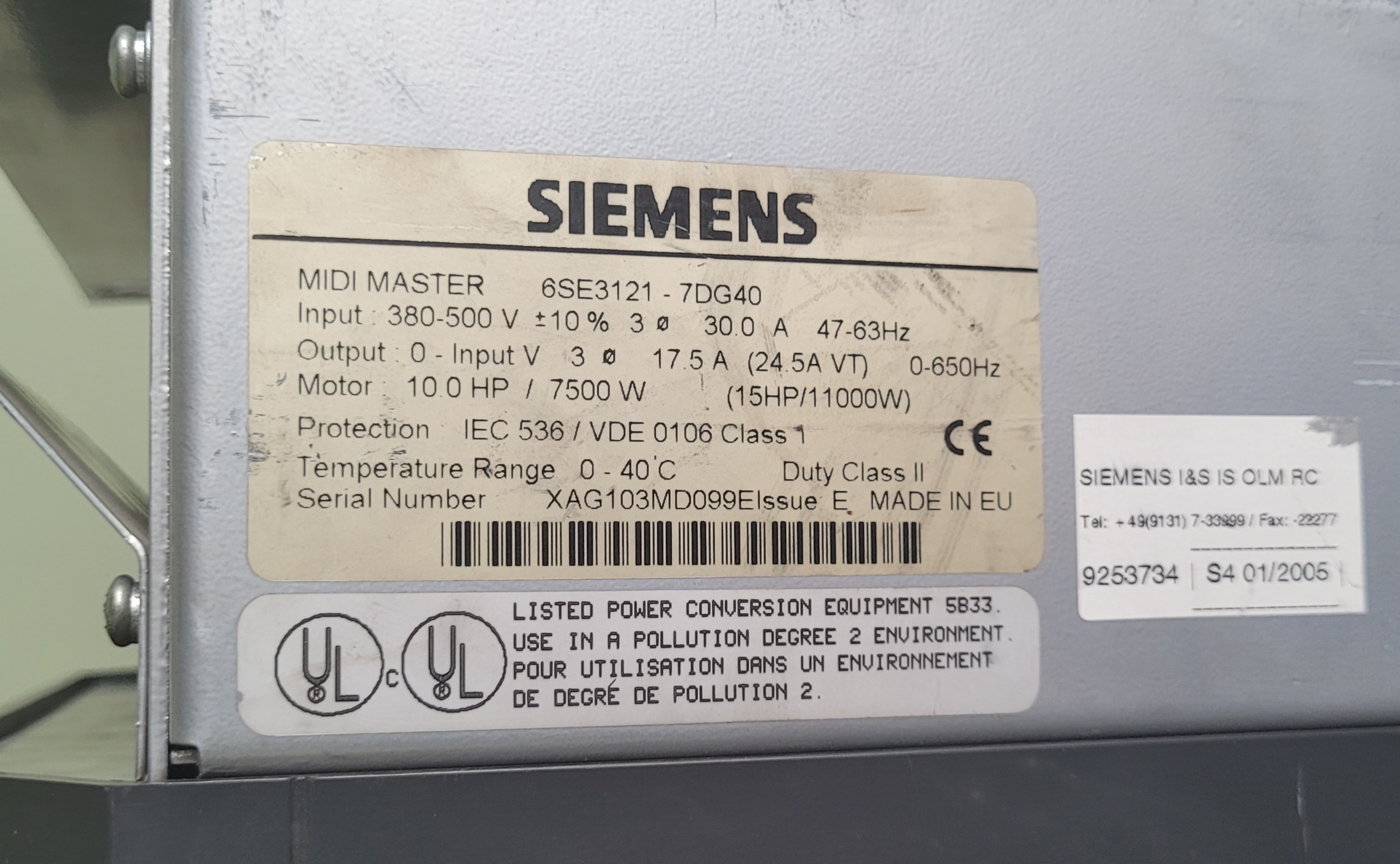 700037 Siemens Frequency Converter