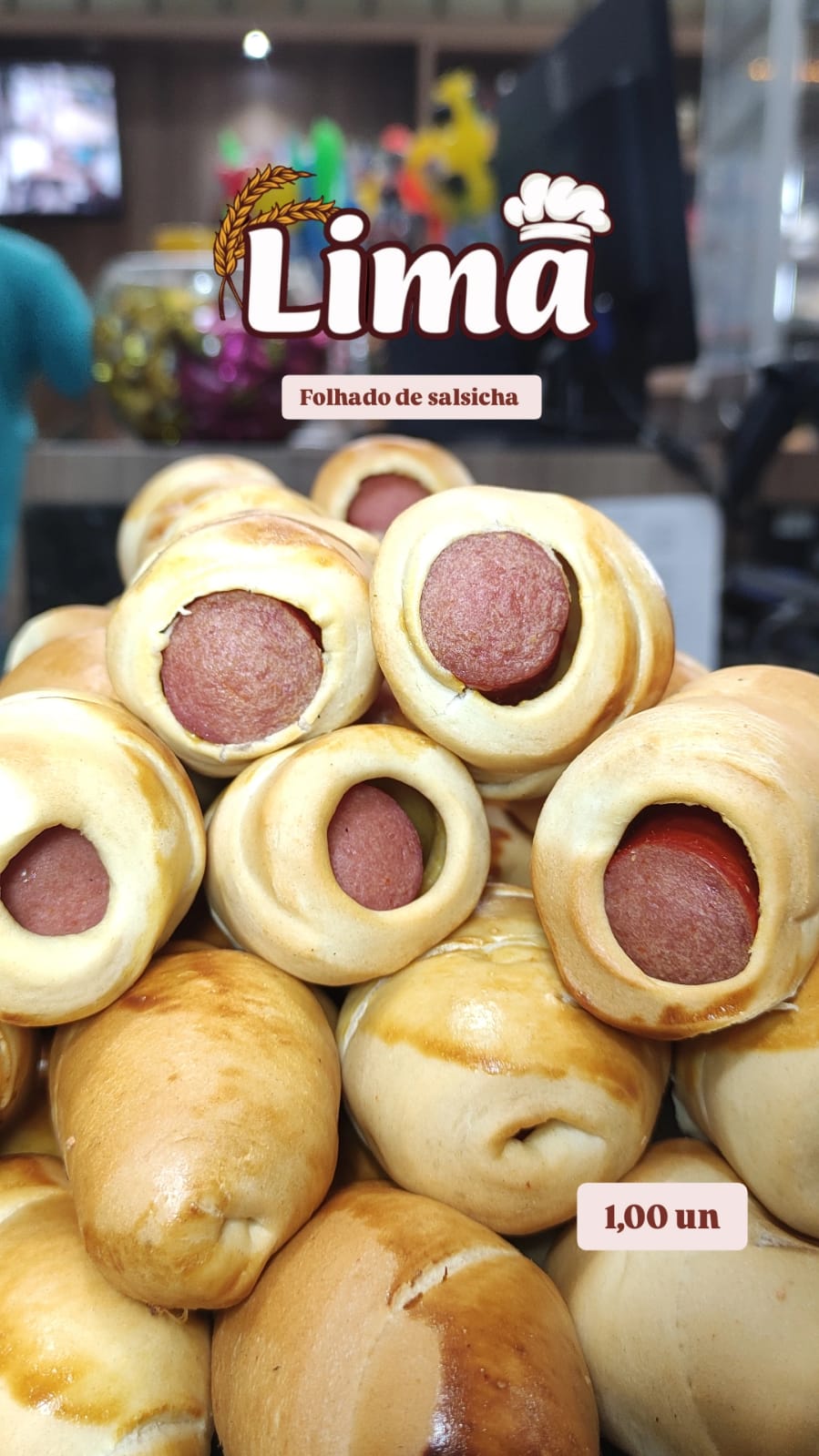 Mini folhadinho de salsicha (unidade)