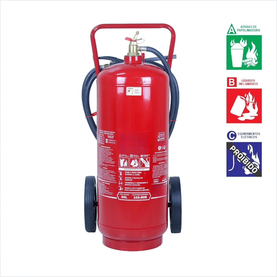 EXTINTORES SOBRE RODAS ESPUMA MECÂNICA CLASSE AB 50L (10A:80B)