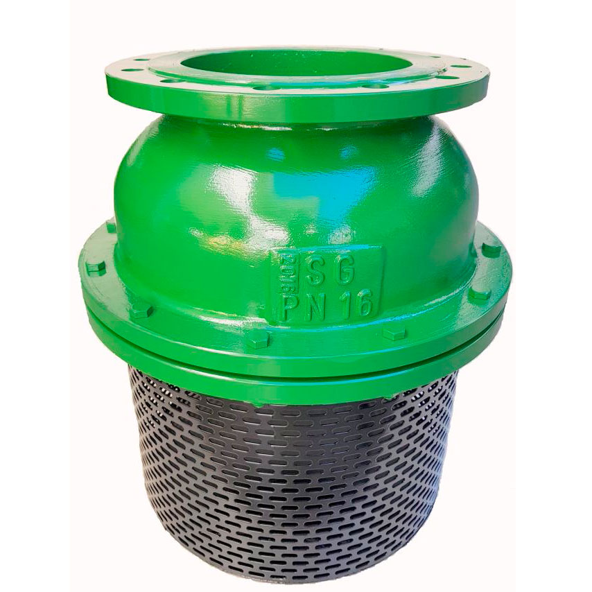 VÁLVULA PÉ COM CRIVO FLANGEADA  - FERRO FUNDIDO