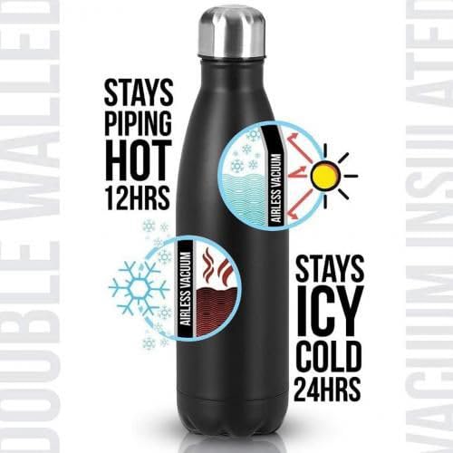 BALLOJI Customized Water Bottle with Name Vacuum Insulated Flask, 18 Hours Hot and Cold, Leak Proof, for Tea, Coffee, Office, Gym, School Travel 1000 litres Dark Black