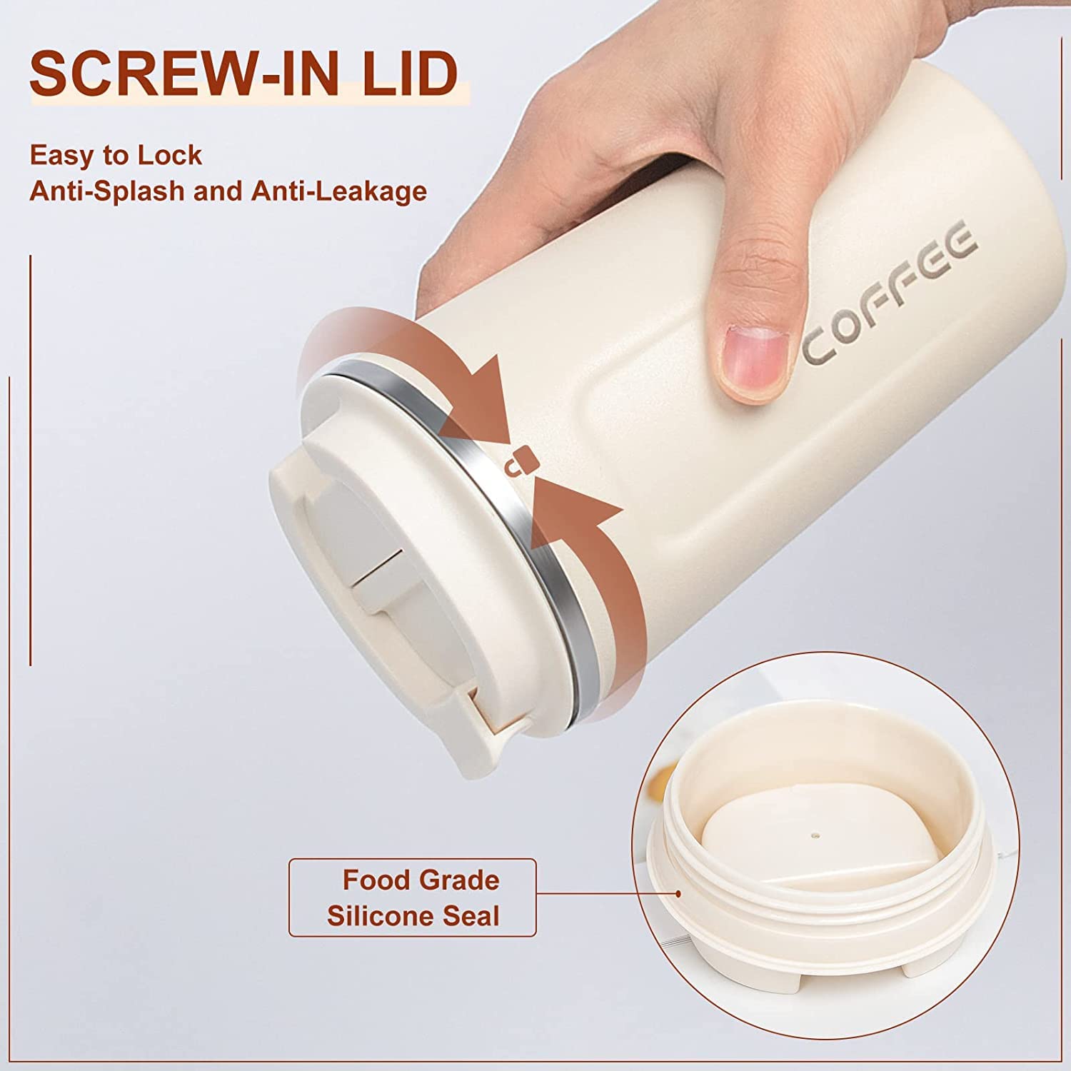 BALLOJI Customized Coffee Mug With Name - 380ML Vacuum Insulated Double Walled Travel Mug With Leak Proof Lid for Hot Cold Drinks, Tea - Car Coffee Cup