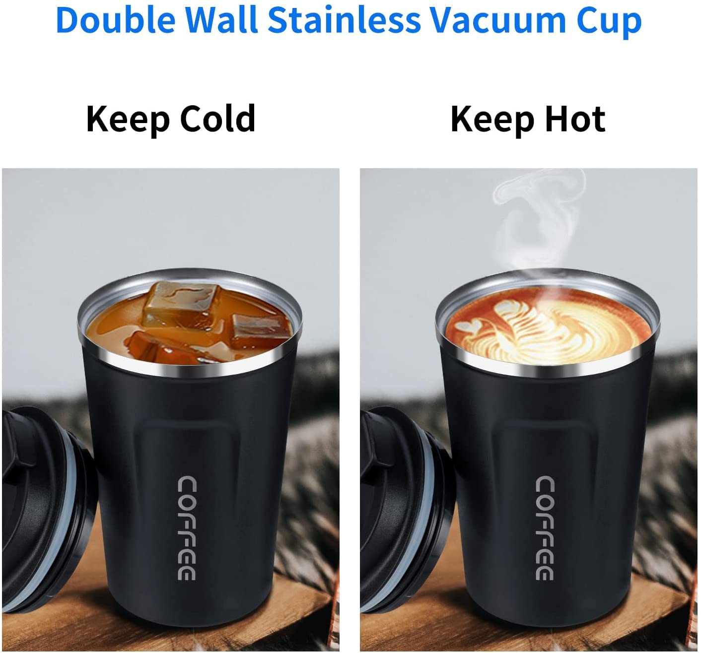 BALLOJI Customized Coffee Mug with Name Vacuum Insulated Coffee Mug 380ML Double Walled Travel Mug, Car Coffee Mug with Leak Proof Lid for Hot and Cold...