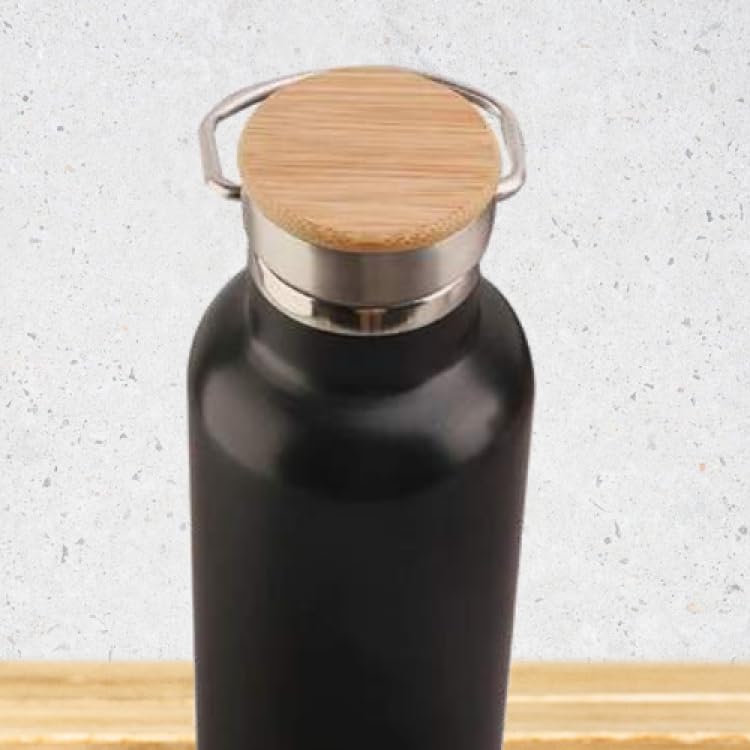 BALLOJI Customized Water Bottle with Name Insulated, Stainless Steel Water Bottle Vacuum Flask with Bamboo Lid | 304 Steel Inside & Outside | 18 Hours...