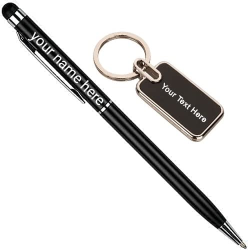 BALLOJI Personalized Pen and Keychain Set With Box With Name
