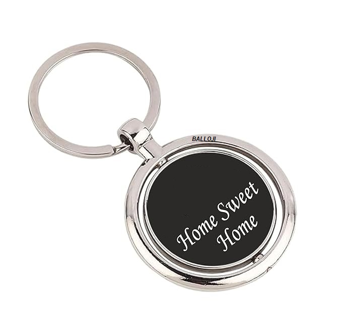 BALLOJI Primium Metal  Keychain Key Ring (Rotation Round) WITH NAME