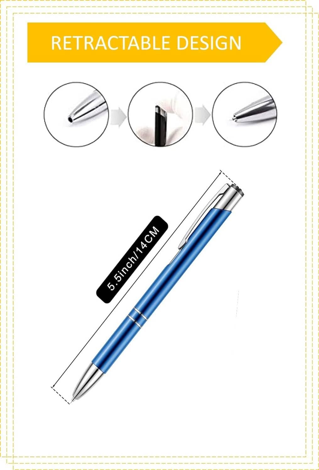 BALLOJI Customised Personalized Blue Pen with Your Logo/Company Name Engraved |TIK TIK Ballpoint Blue Ink Lightweight |Gift Ideas for Birthday...