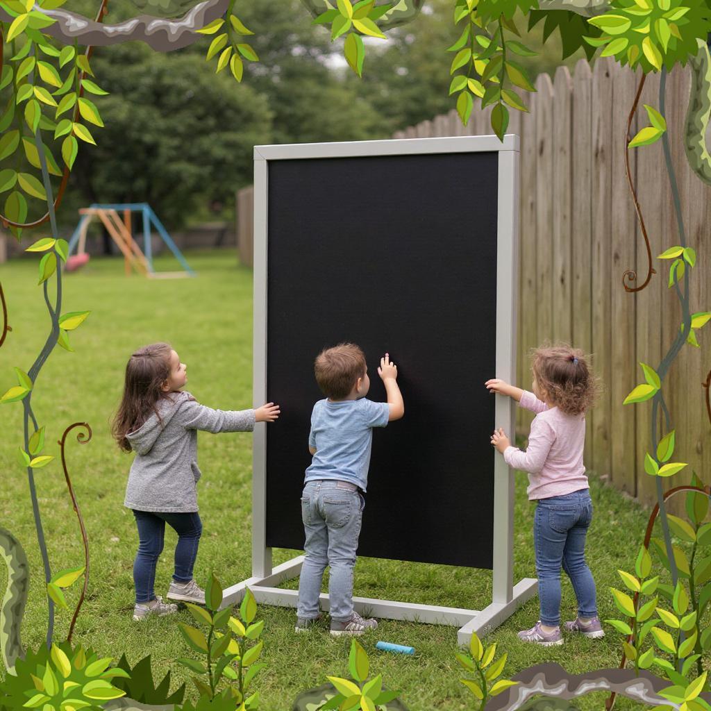 Pizarra para niños en madera exterior DOBLE. 2 caras