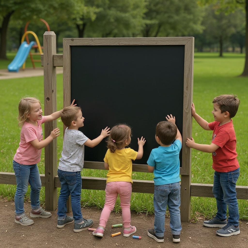 Pizarra para niños en madera exterior