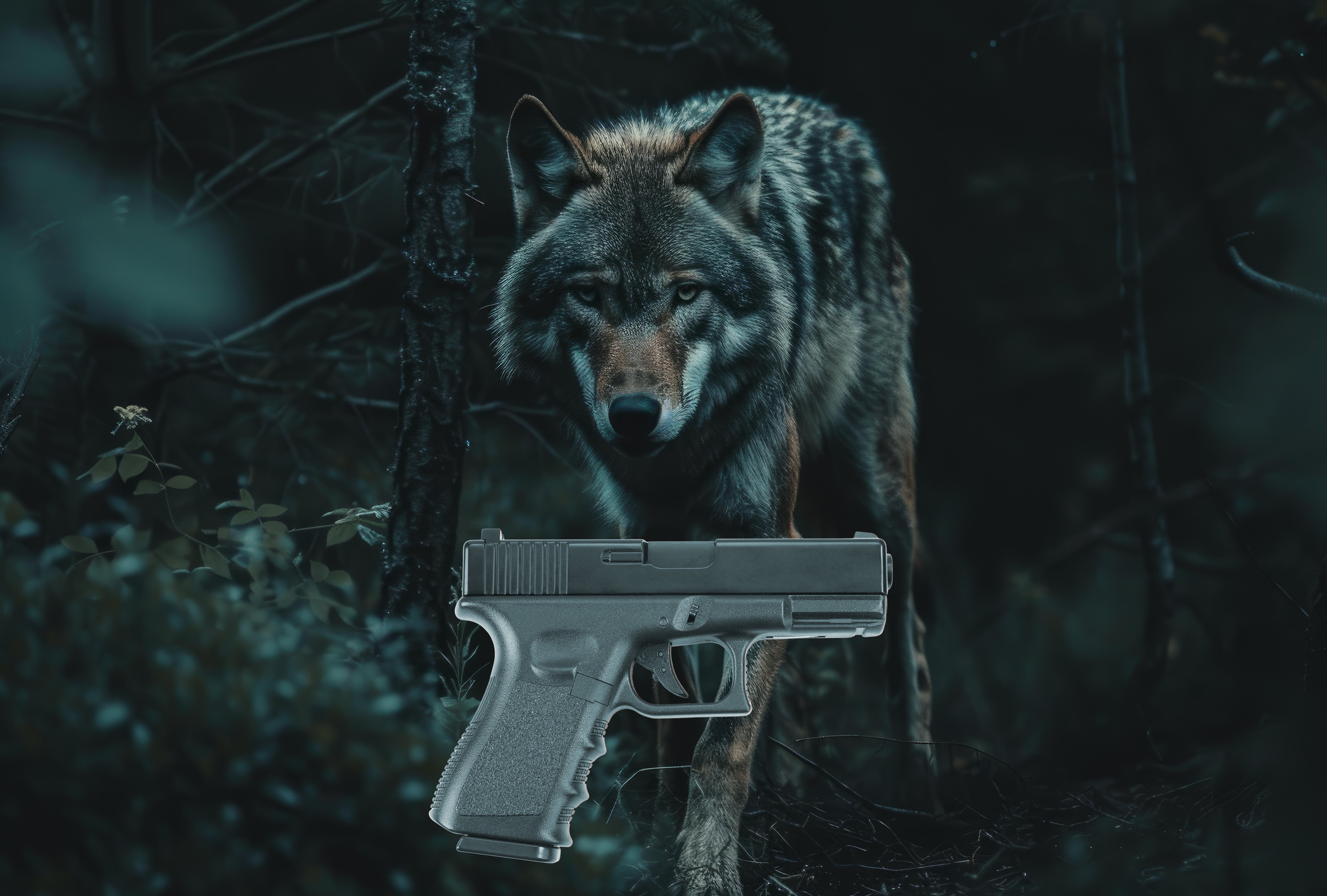 118 Glock Handgun and Teal Wolf