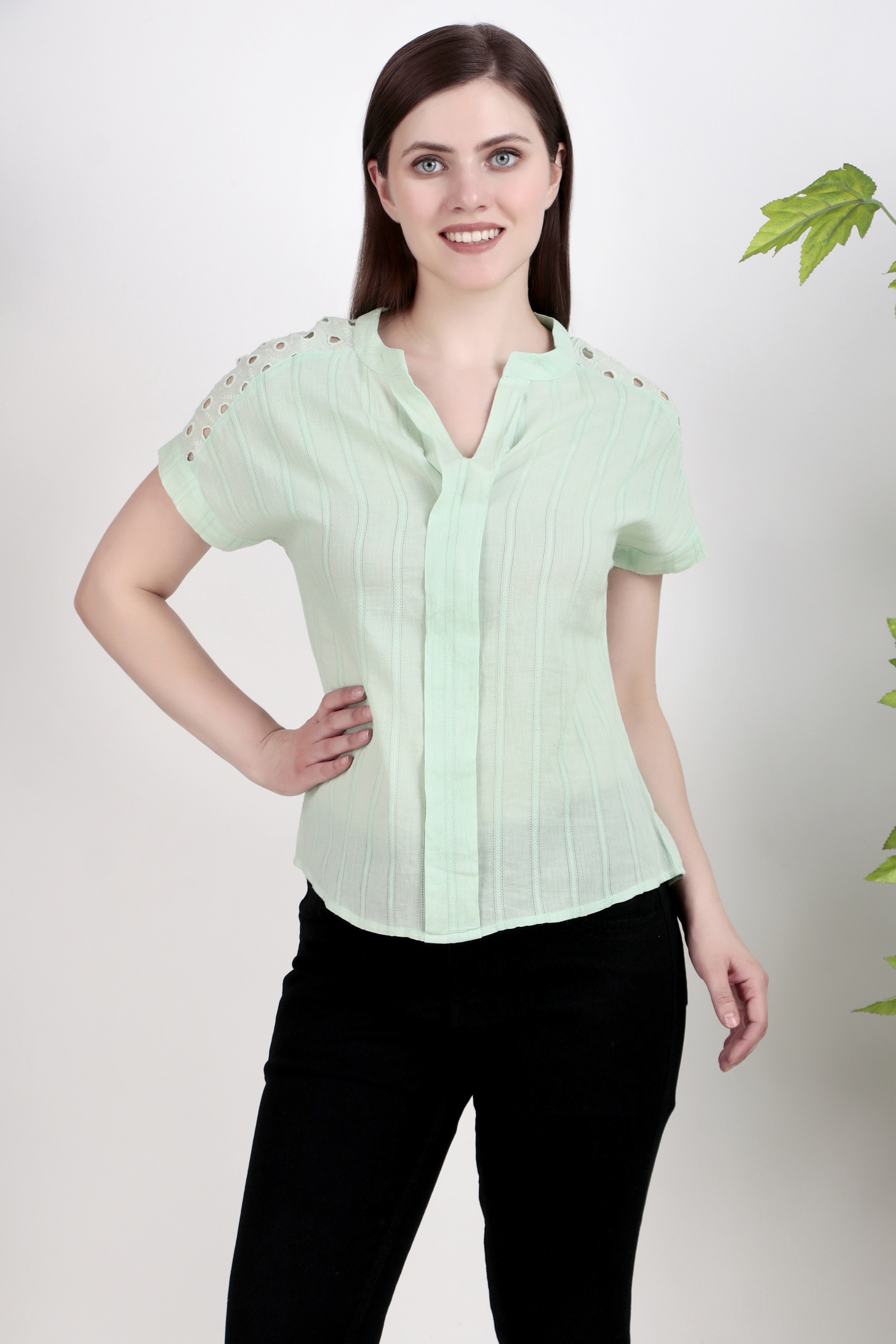 Mint Green Short Sleeve Blouse