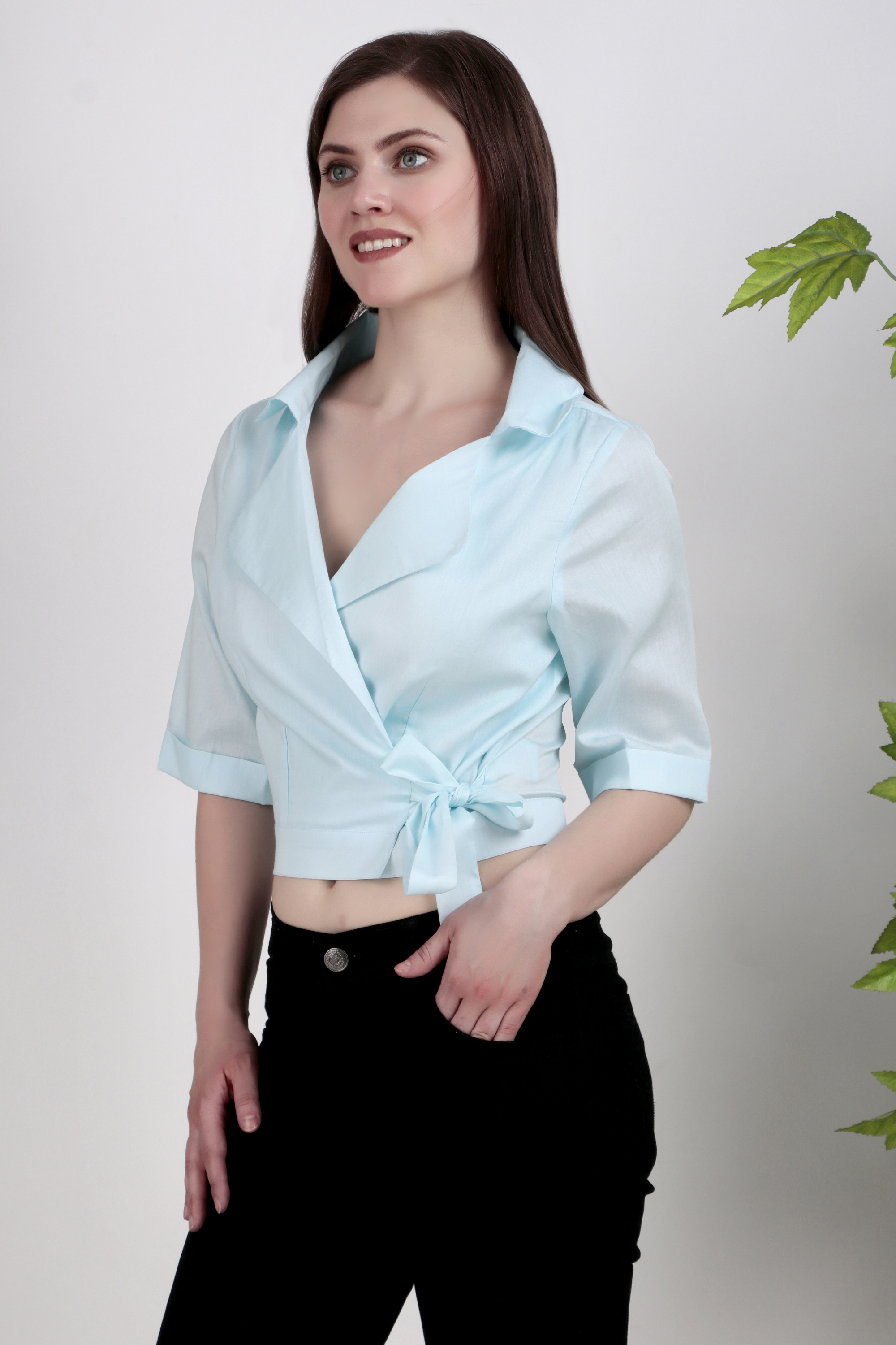 Women's AQUA Wrap Blouse