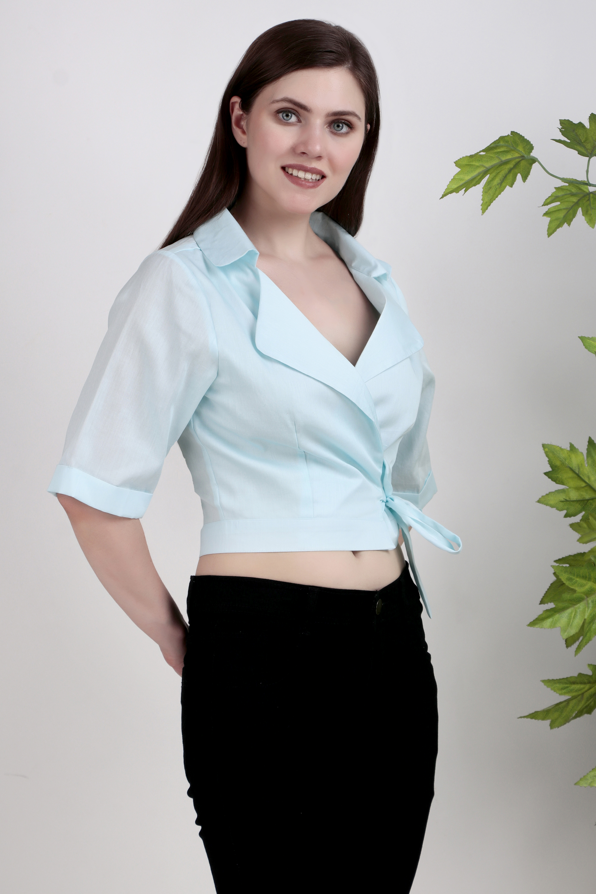 Women's AQUA Wrap Blouse