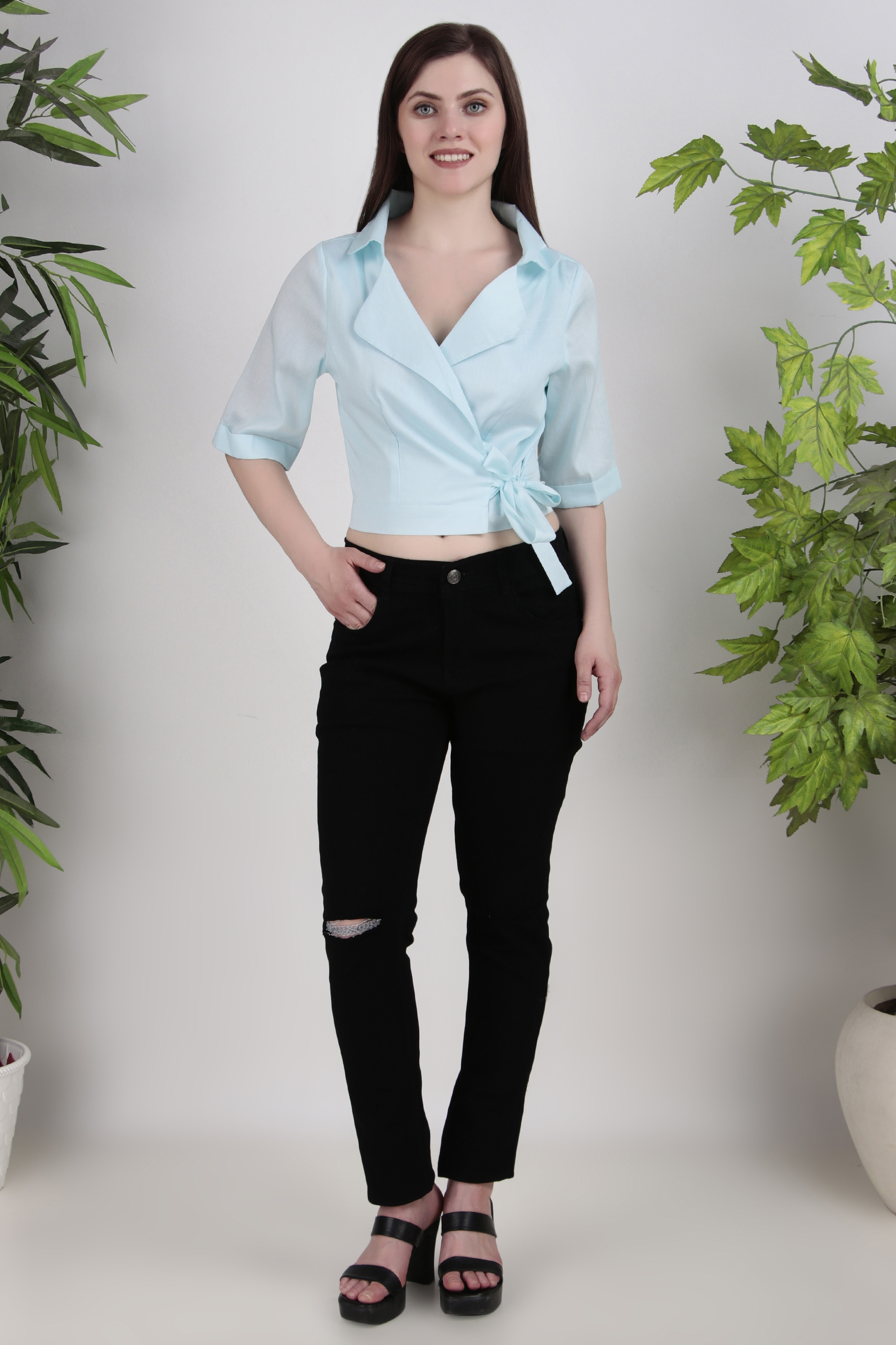 Women's AQUA Wrap Blouse