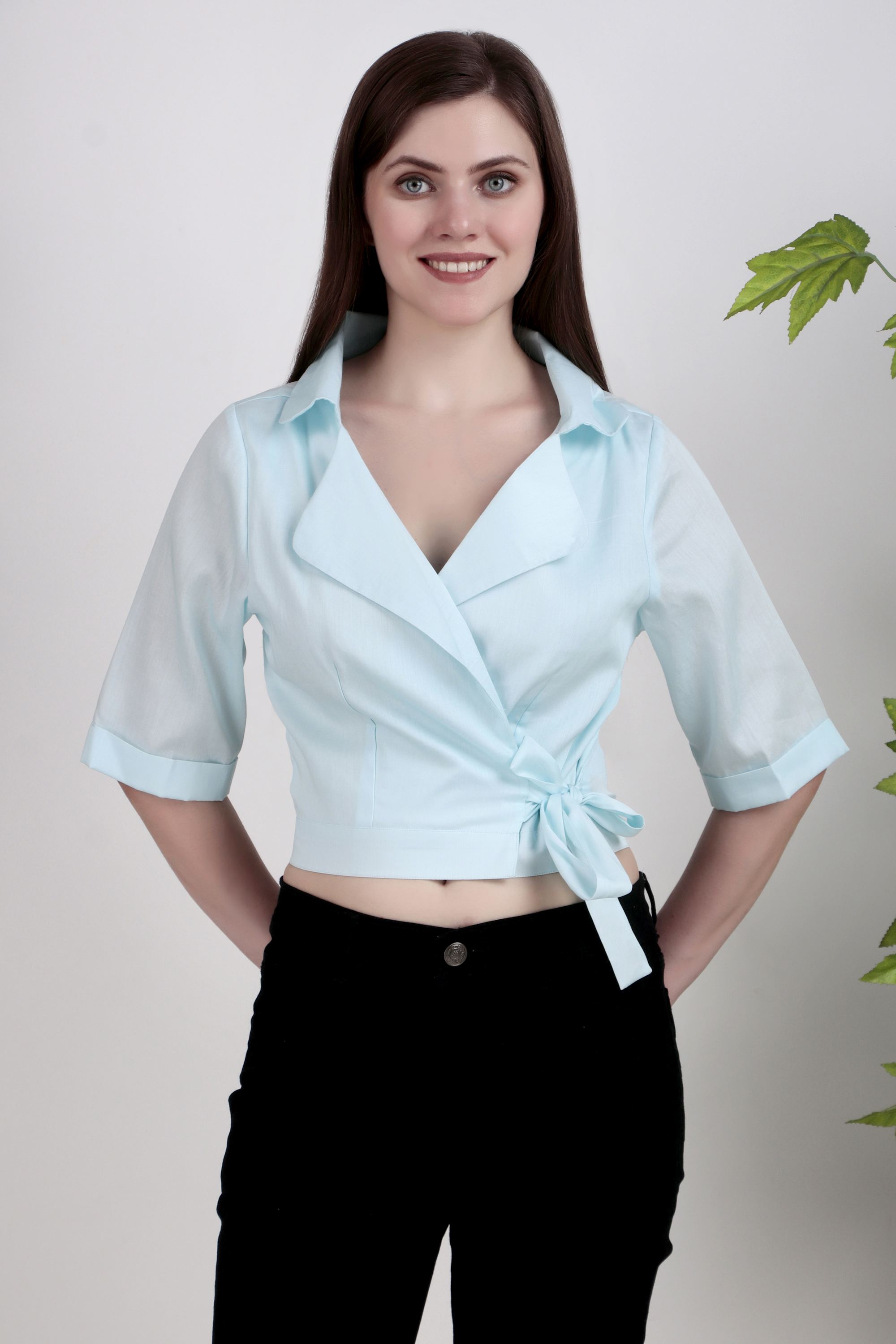 Women's AQUA Wrap Blouse