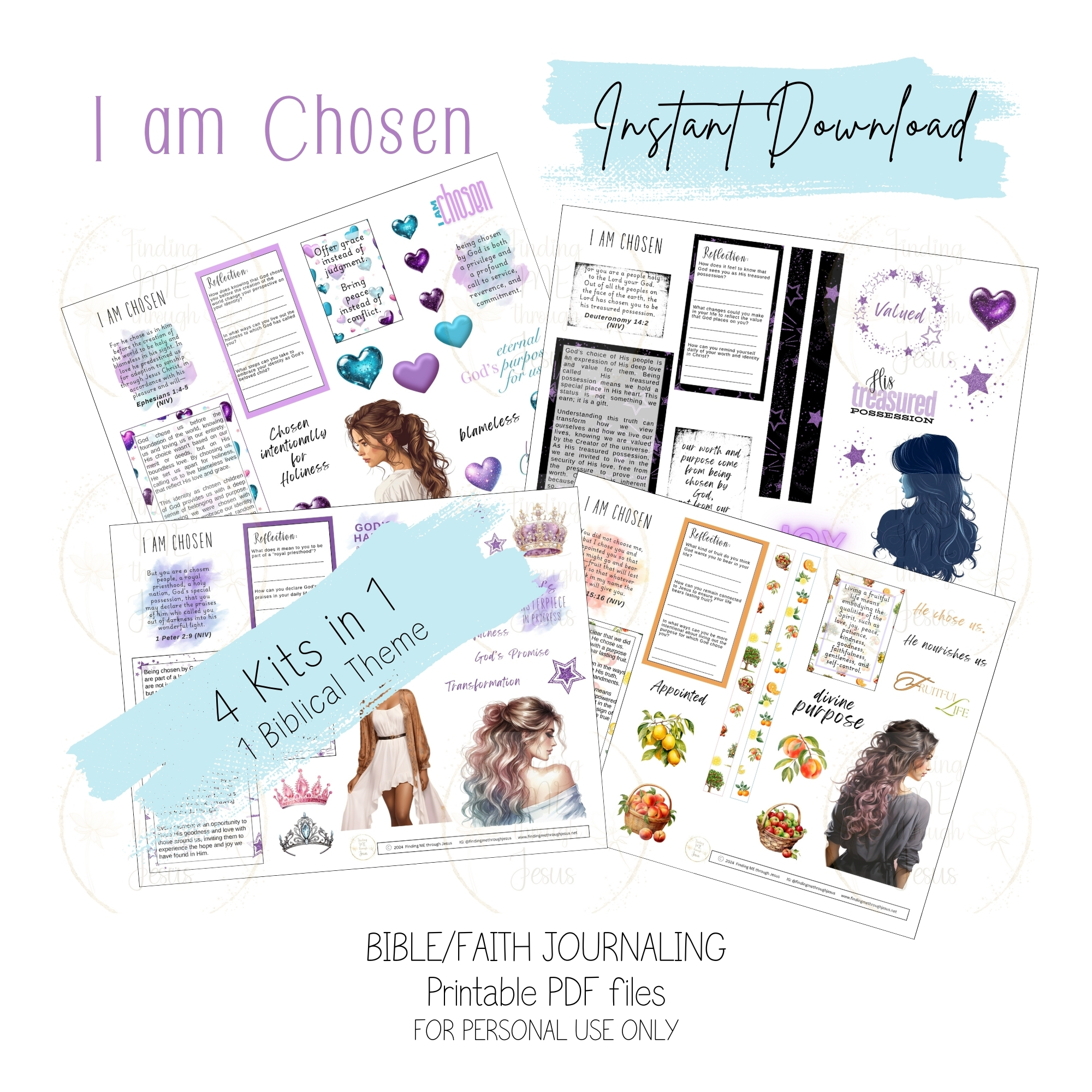 I am Chosen Printable Bible Journaling Kit