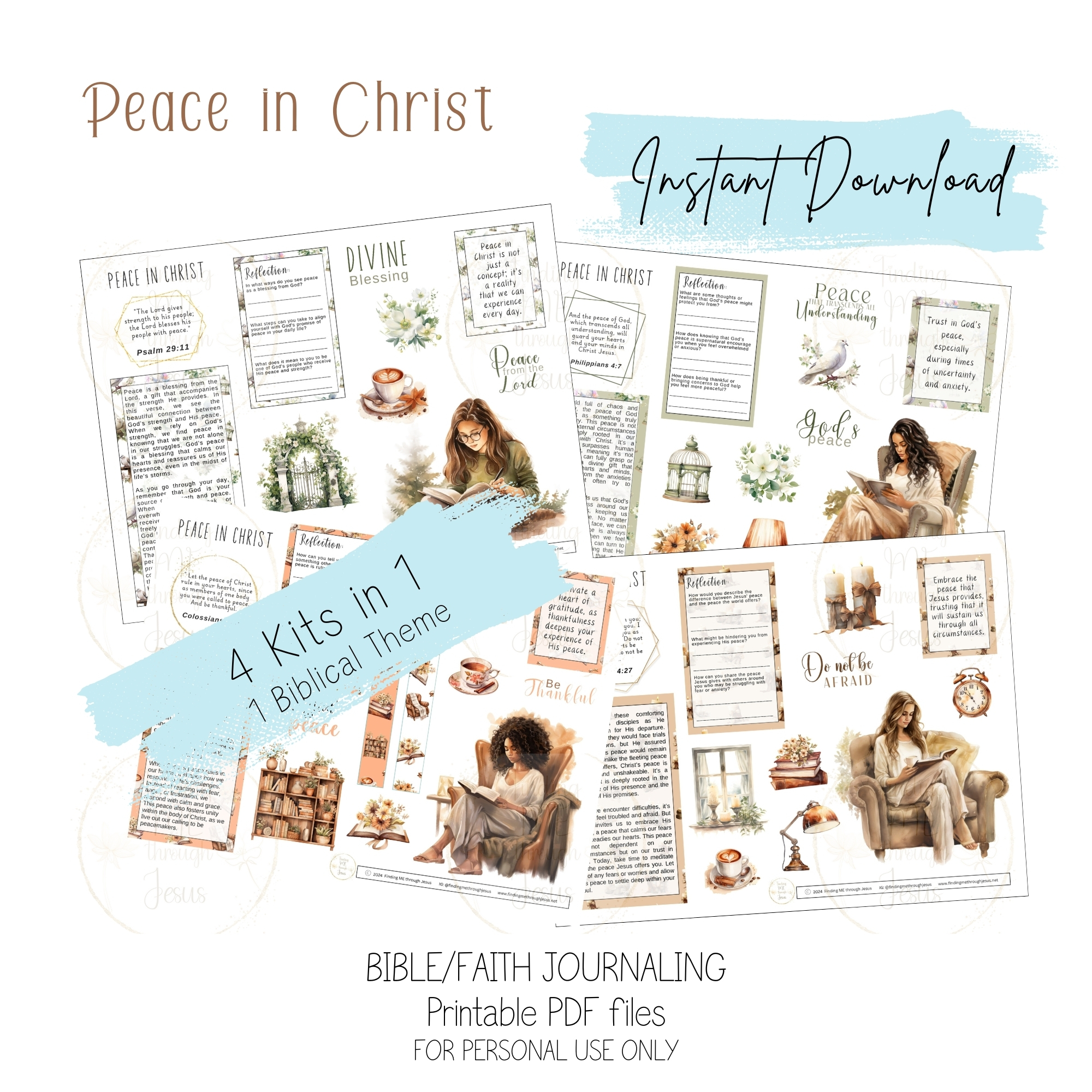 Peace In Christ Printable Bible Journaling Kit