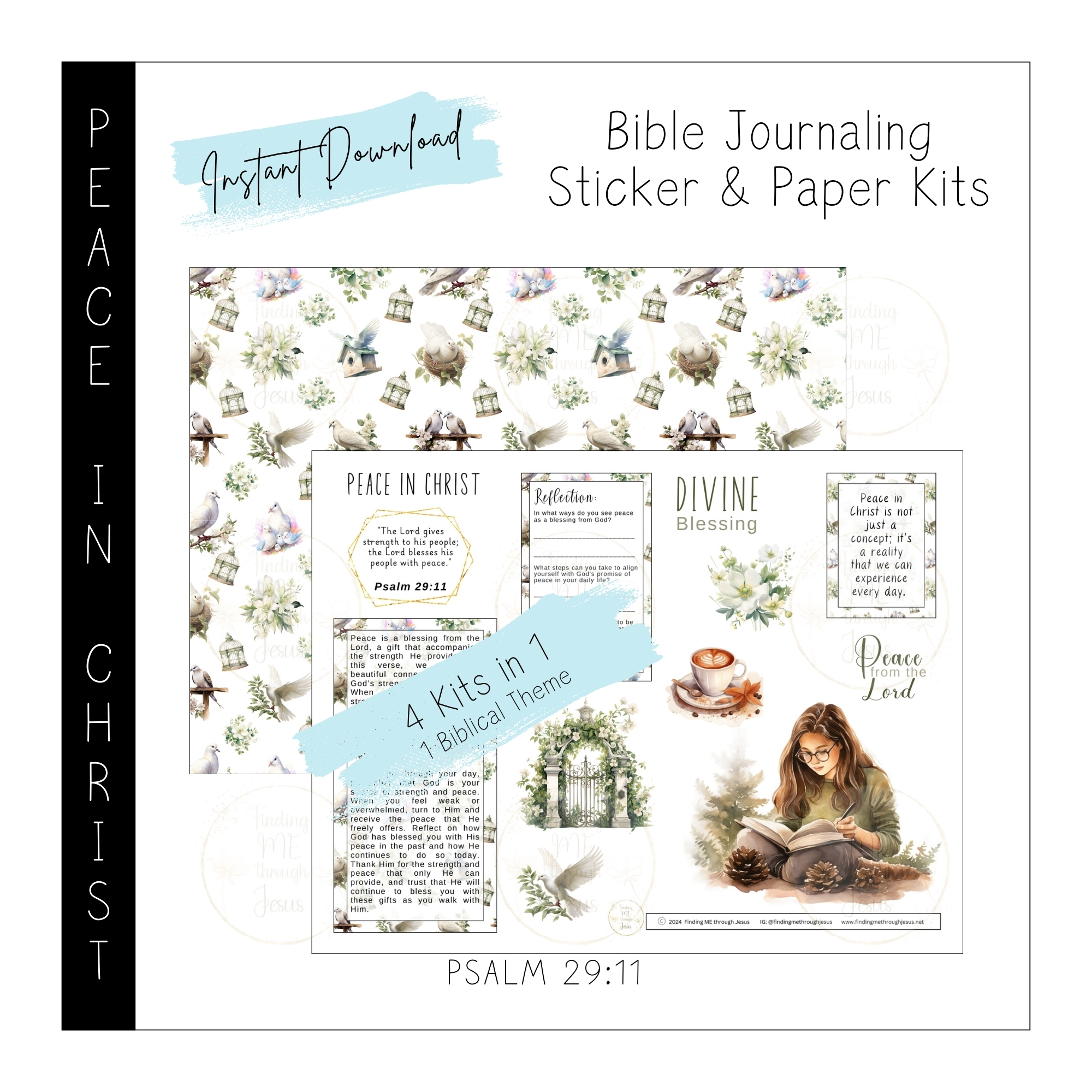 Peace In Christ Printable Bible Journaling Kit