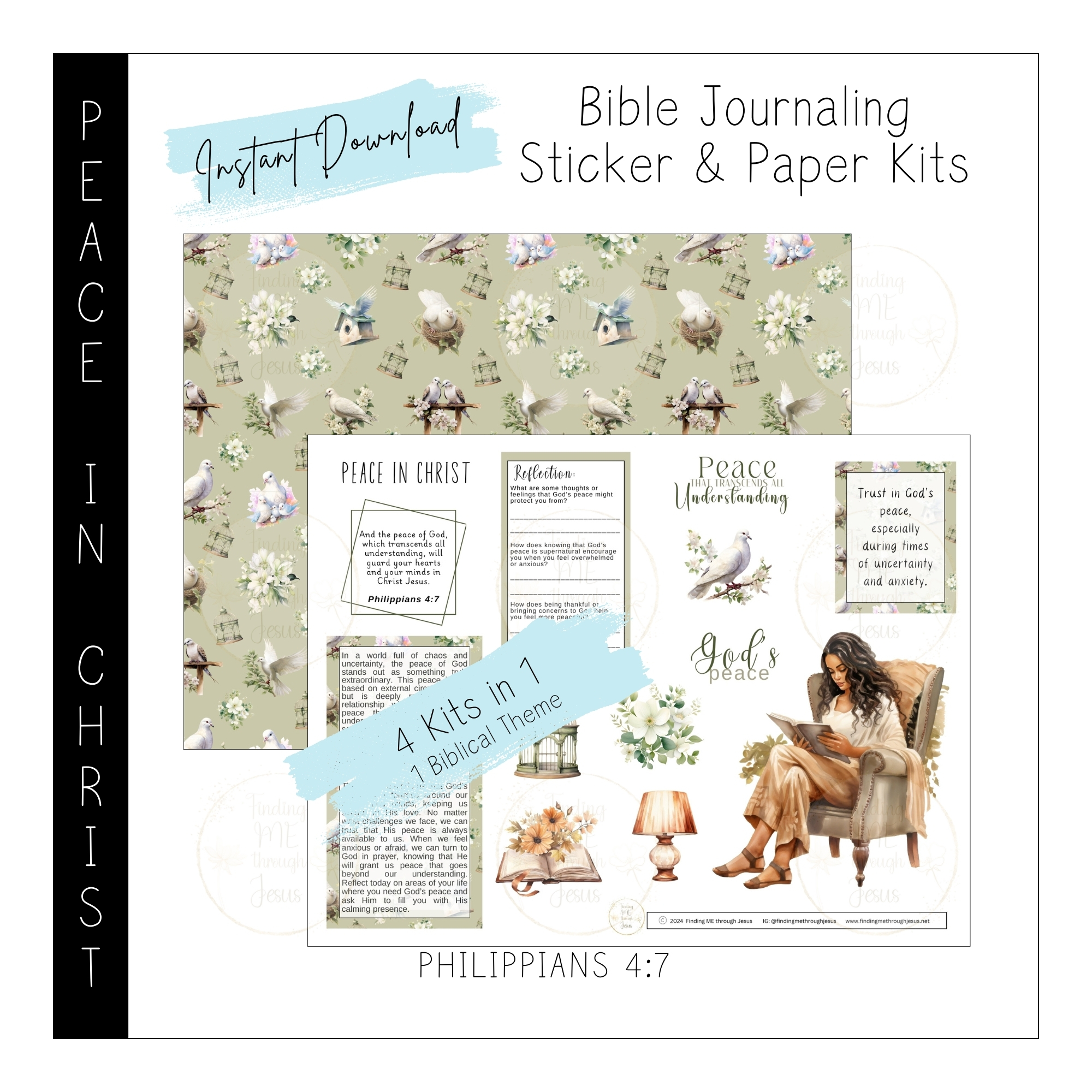 Peace In Christ Printable Bible Journaling Kit