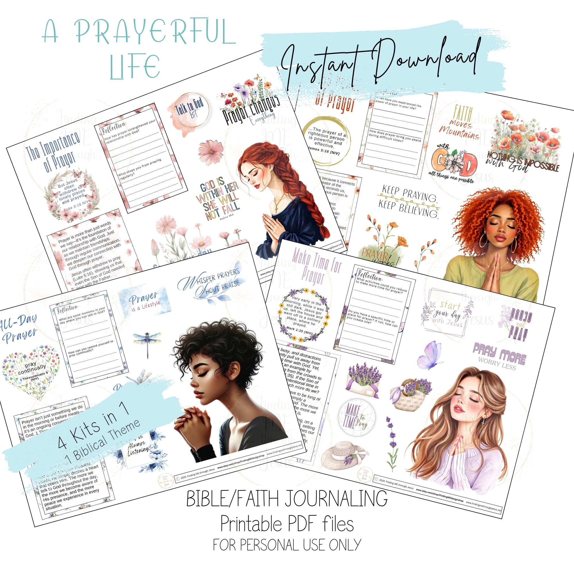 A Prayerful Life Bible Journaling Stickers, Printable Bible Journaling Sticker set, Faith Journaling stickers, printable Bible Stickers