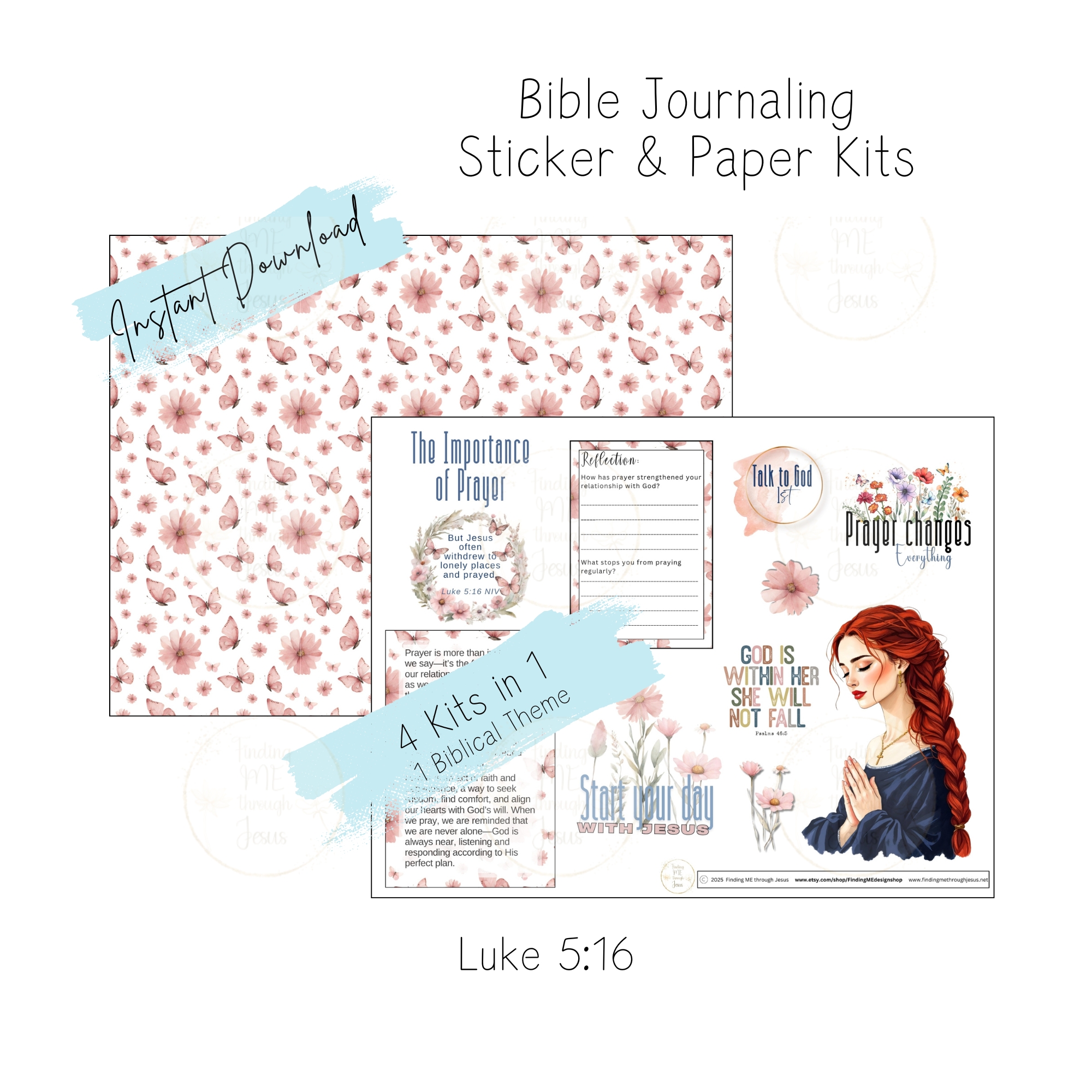 A Prayerful Life Bible Journaling Stickers, Printable Bible Journaling Sticker set, Faith Journaling stickers, printable Bible Stickers