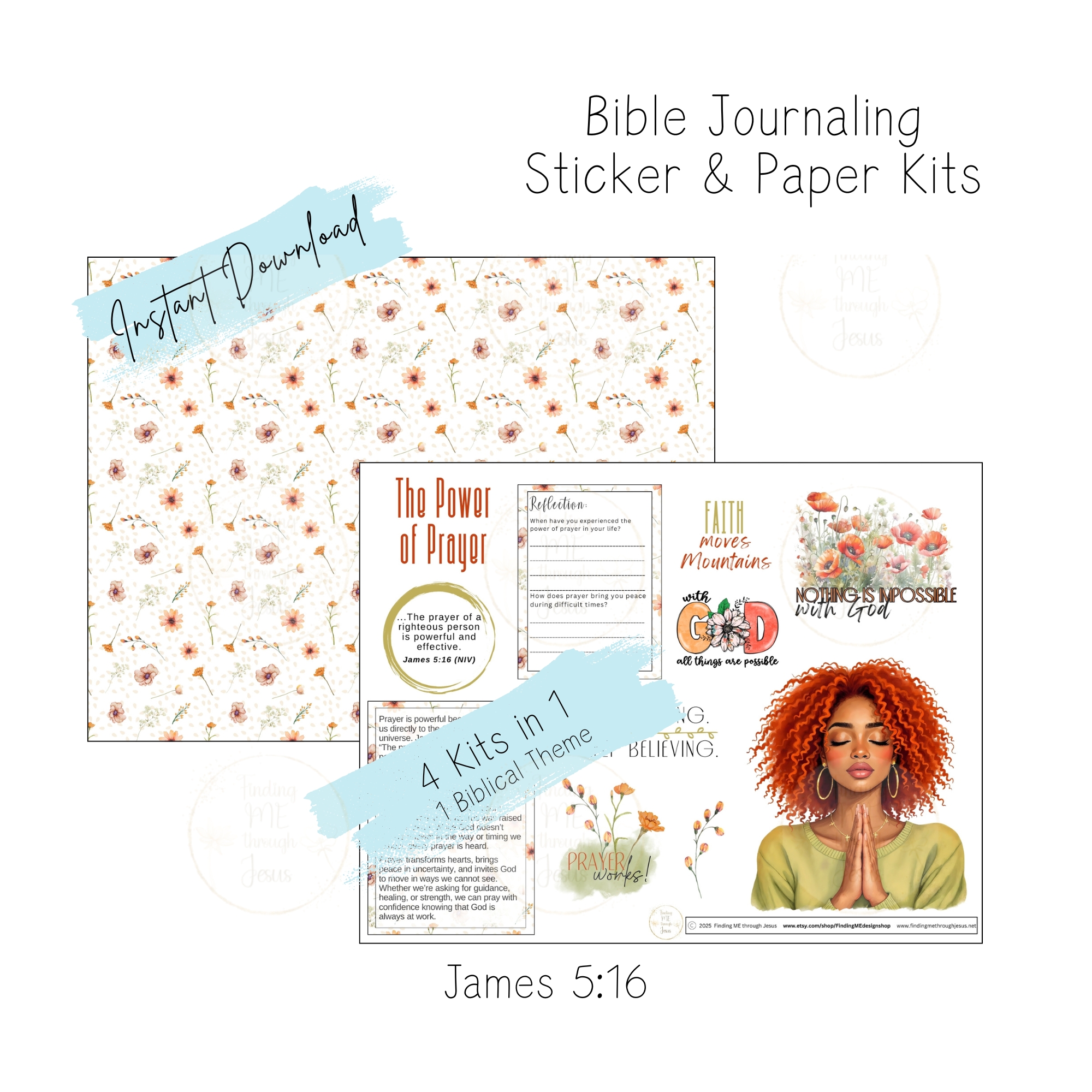 A Prayerful Life Bible Journaling Stickers, Printable Bible Journaling Sticker set, Faith Journaling stickers, printable Bible Stickers