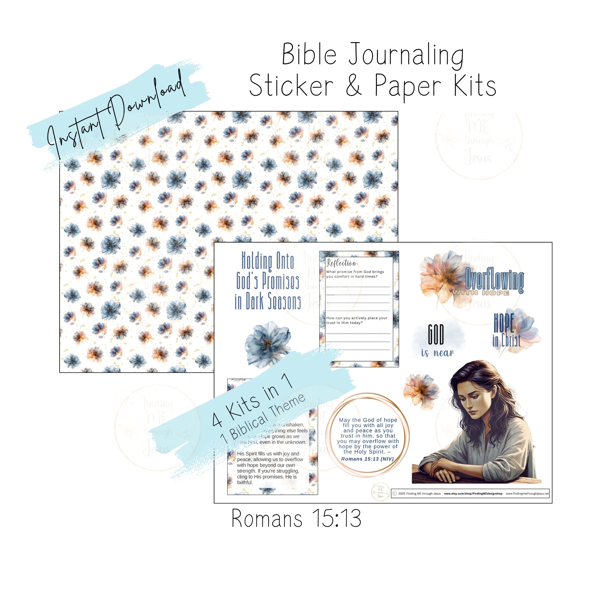 Finding Hope Bible Journaling Stickers, Printable Bible Journaling Sticker set, Faith Journaling stickers, printable Bible Stickers