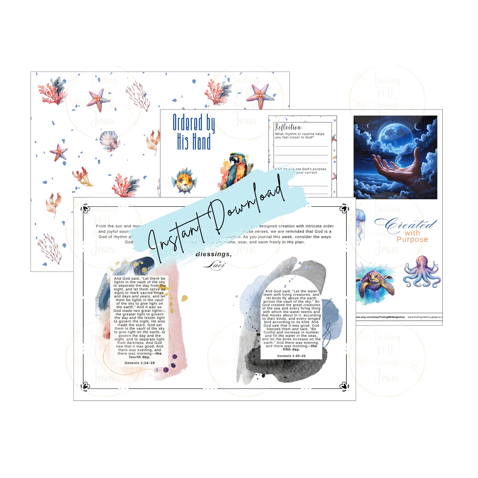 In the Beginning Bible Journaling stickers, Bible Journaling Printables,