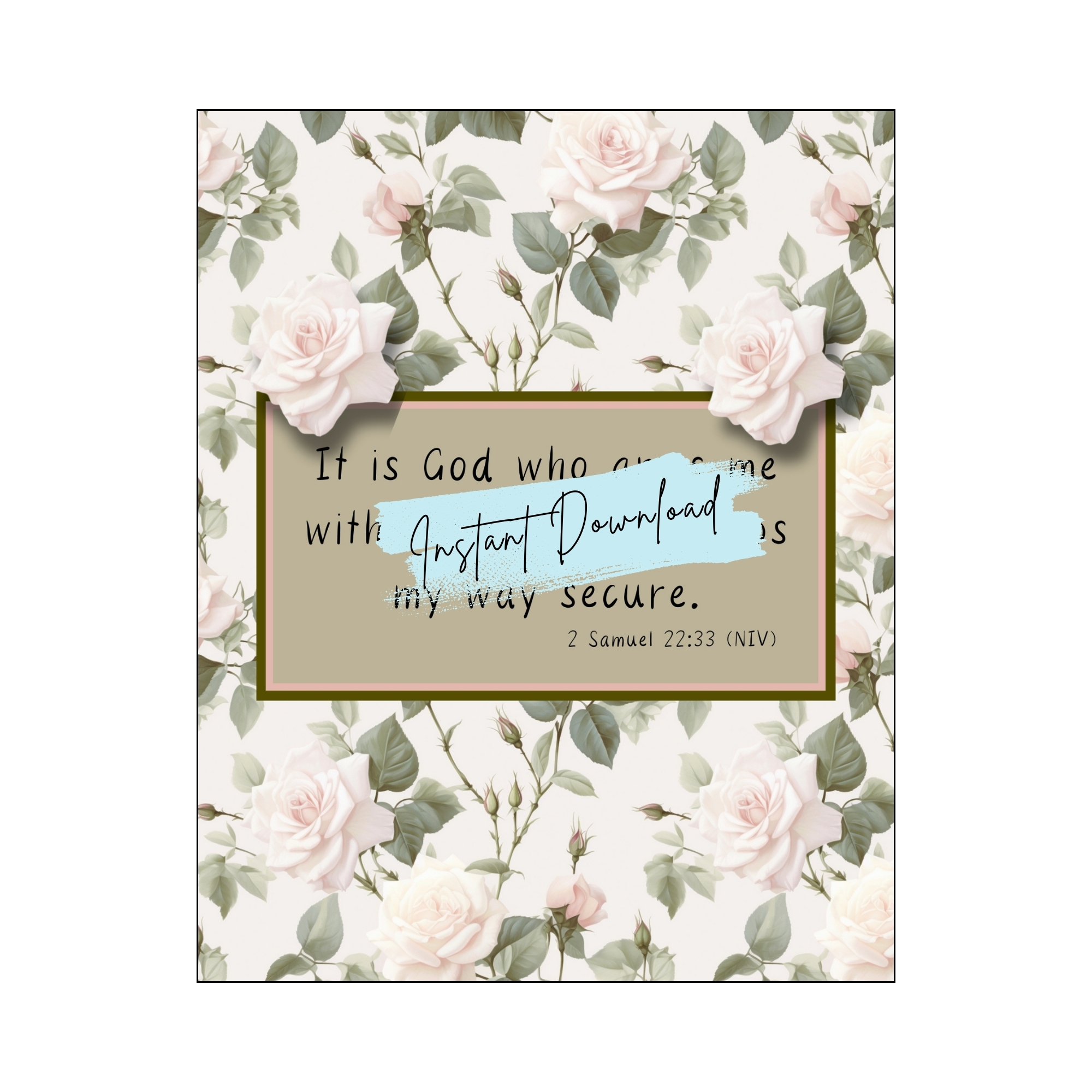 Scripture Art Prints - Peach & Green Florals, Scripture Art Prints, printable art prints, wall art