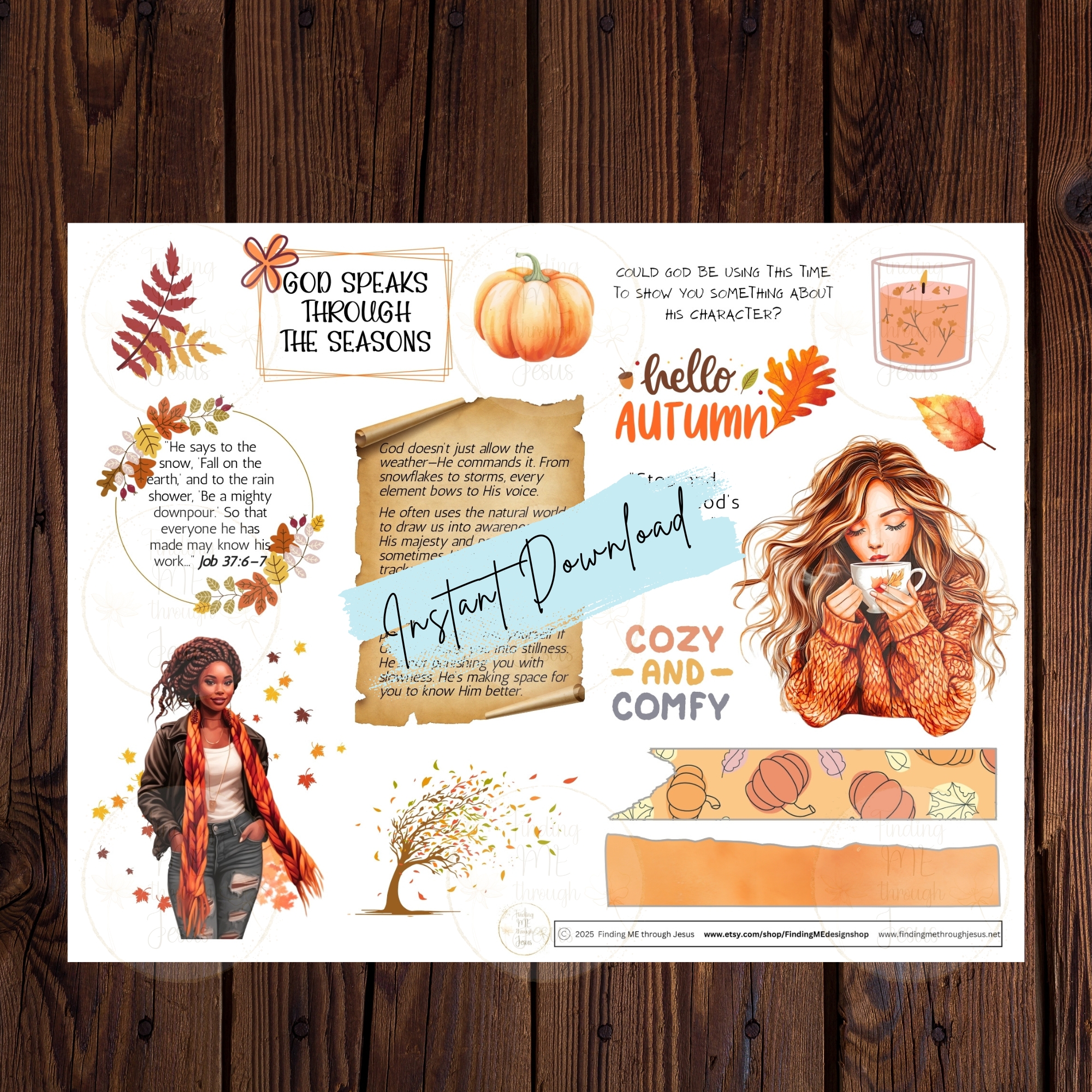 4 Seasons Printable Sticker and Journal Set, Bible Journaling Printables, Bible Journaling Stickers