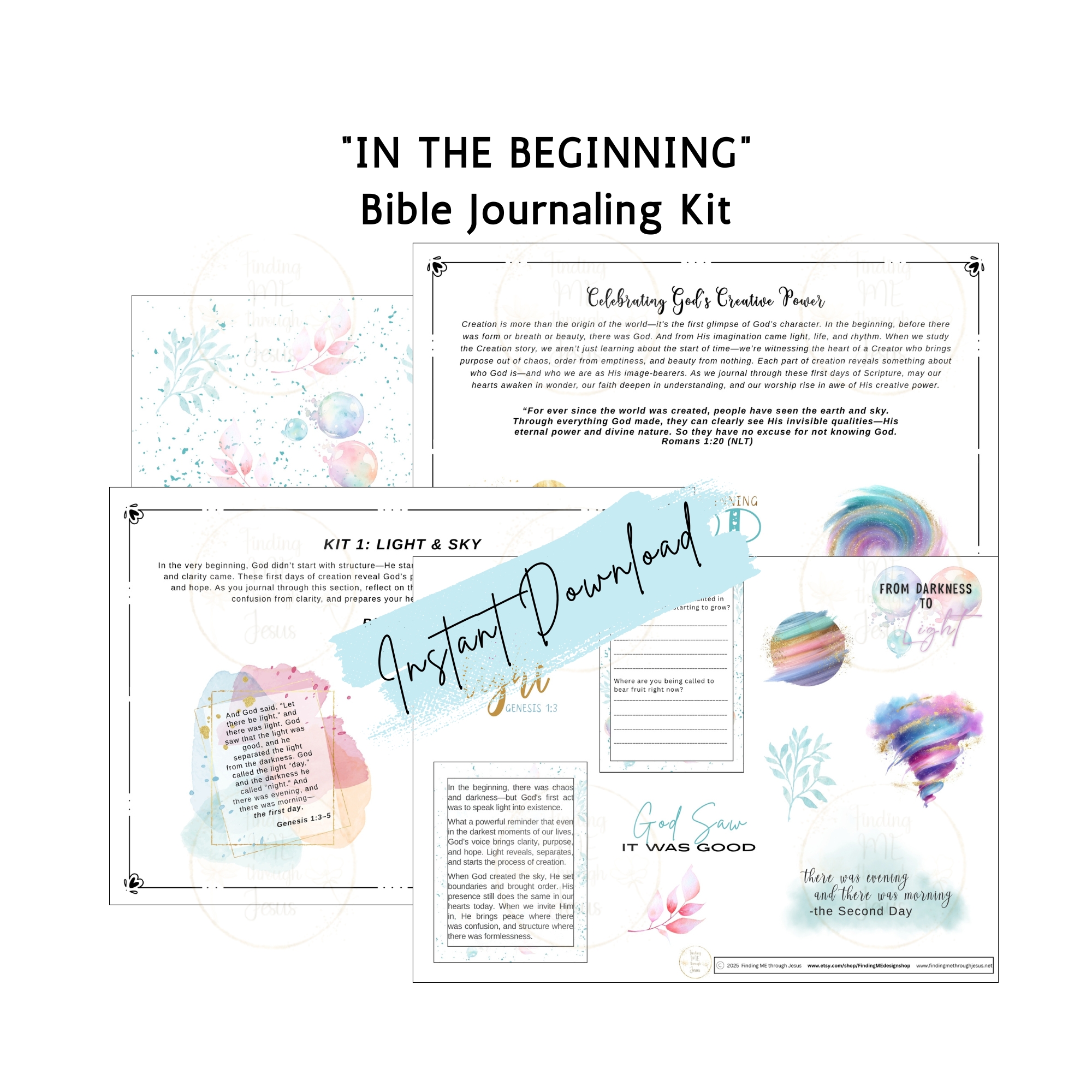 In the Beginning Bible Journaling stickers, Bible Journaling Printables,