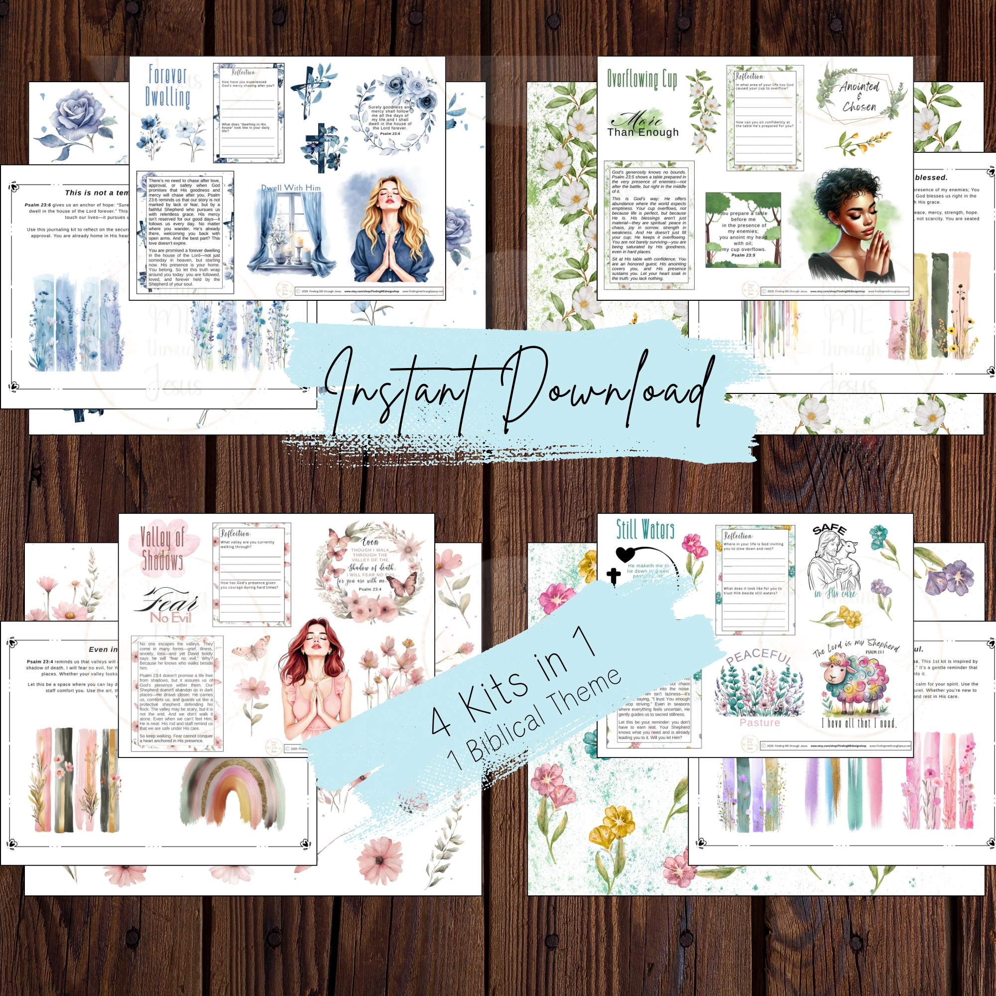 Psalm 23 Bible Journaling stickers, Bible Journaling Printables