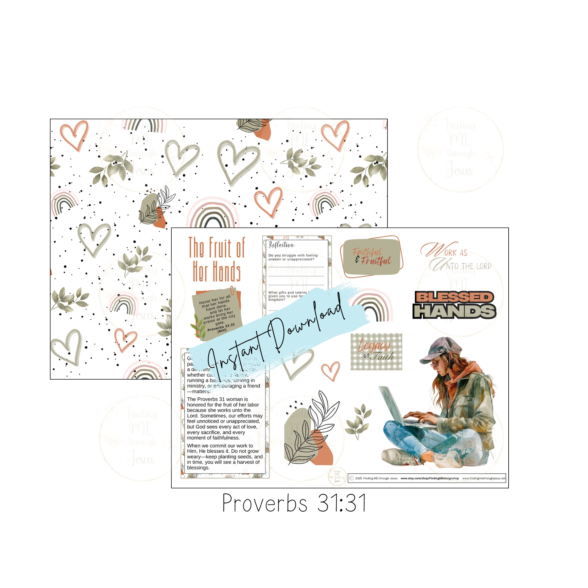 Proverbs 31 Bible Art Journaling kit, Printable Bible Art Stickers