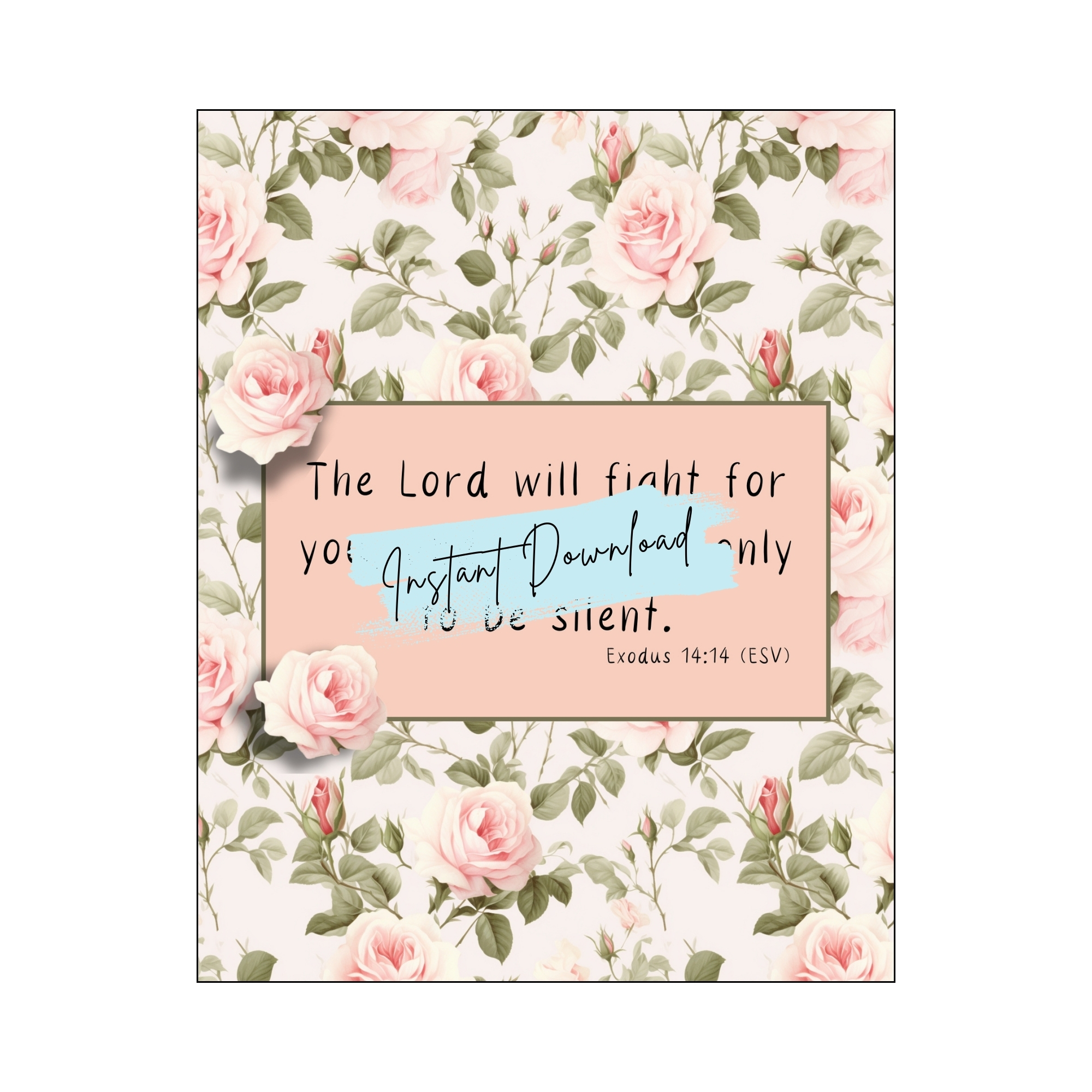 Scripture Art Prints - Peach & Green Florals, Scripture Art Prints, printable art prints, wall art
