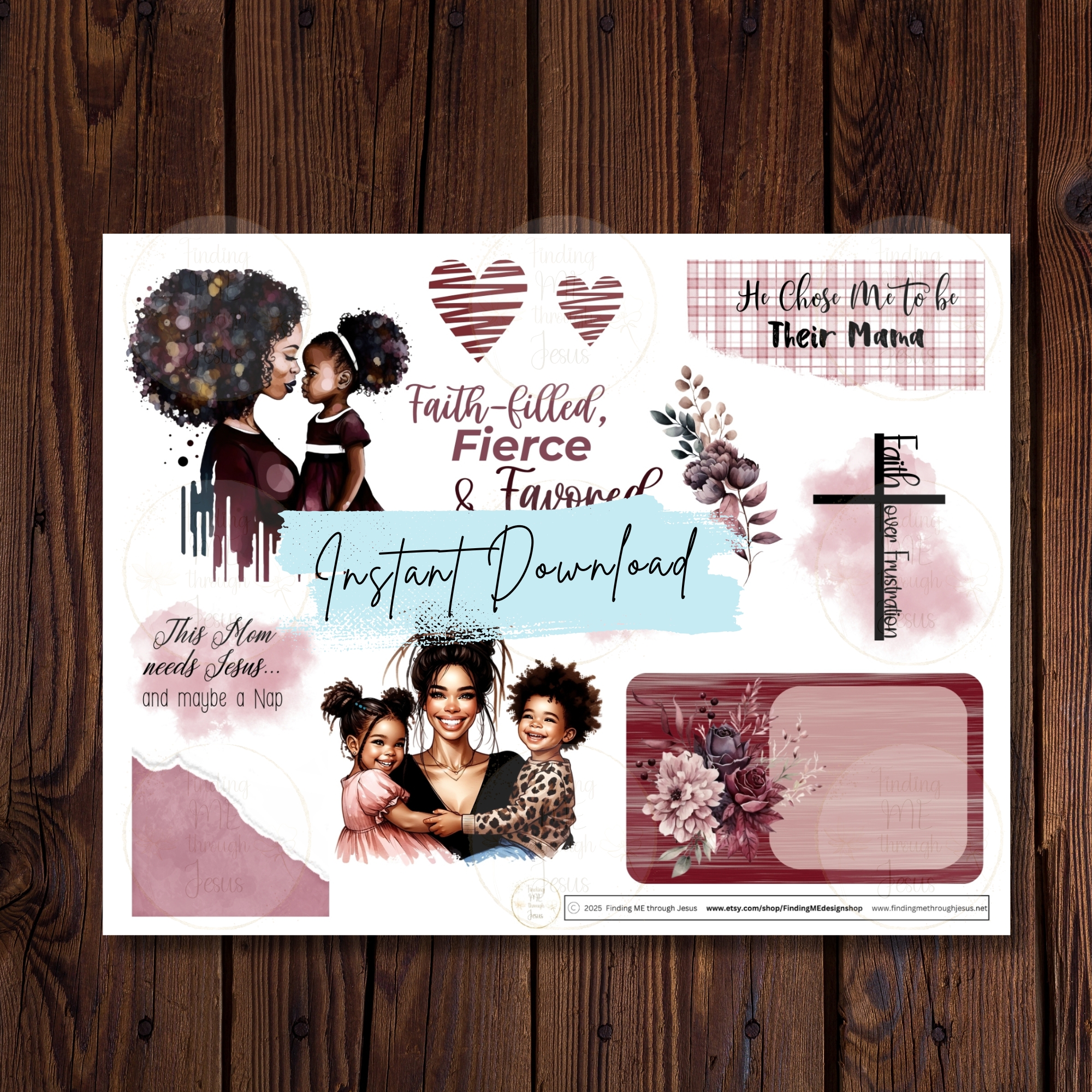 Blessed & Bold Mom Sticker Set, Bible Journaling Stickers, Bible Journaling Printables