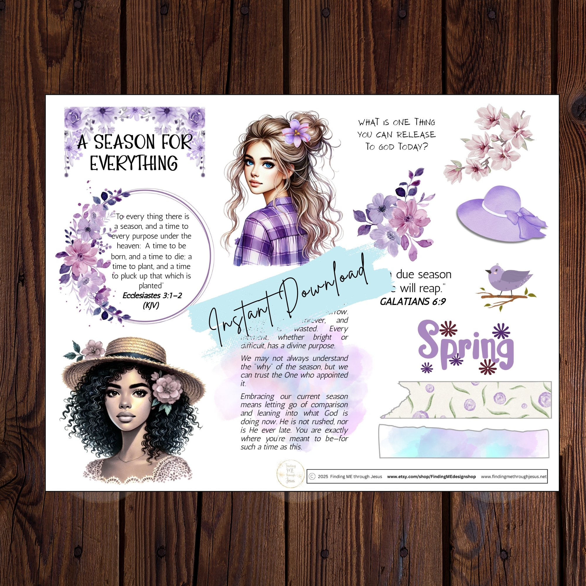 4 Seasons Printable Sticker and Journal Set, Bible Journaling Printables, Bible Journaling Stickers