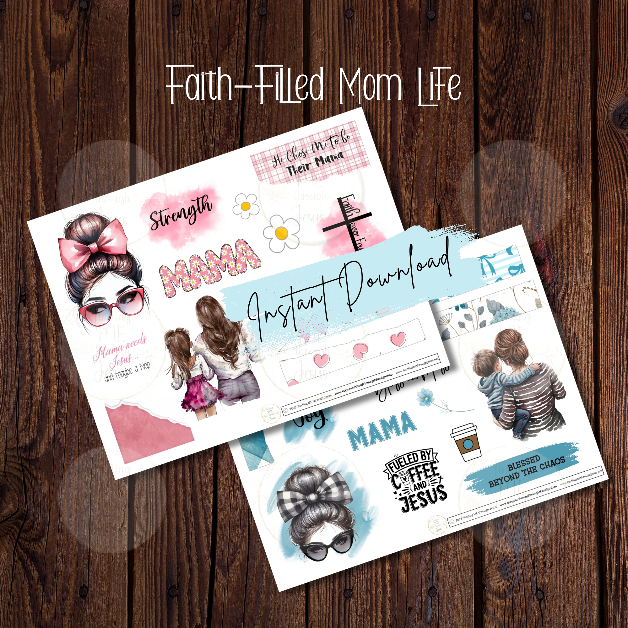Bible Journaling stickers, Mom Life, Printable Bible Journaling kit 