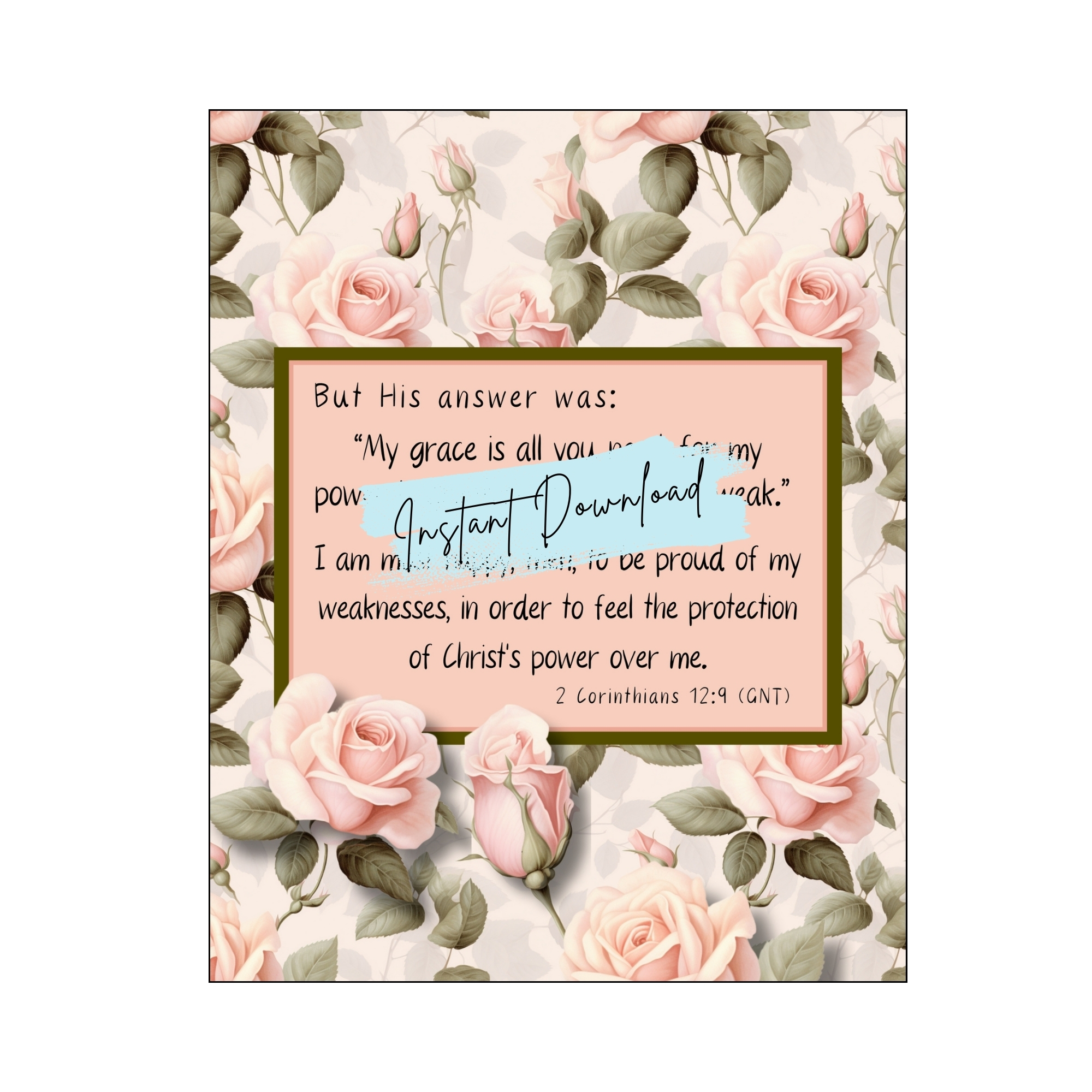 Scripture Art Prints - Peach & Green Florals, Scripture Art Prints, printable art prints, wall art